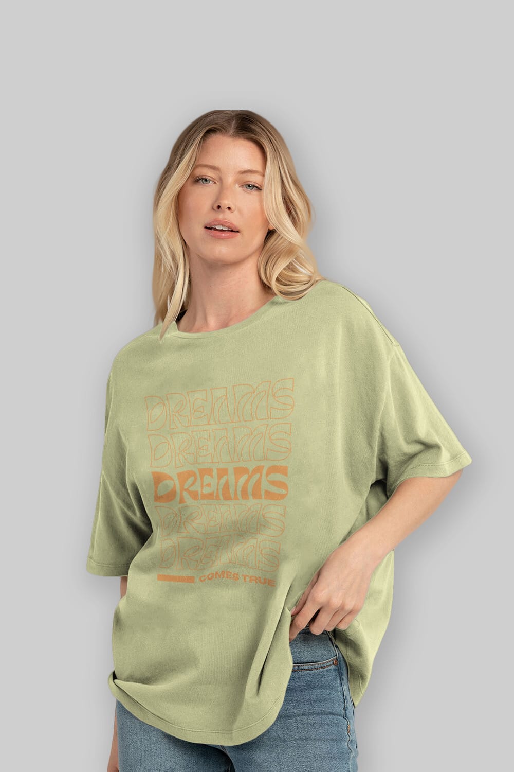 Dreams Yazılı Ön Baskılı Oversize t-shirt Erkek Kadın Unisex