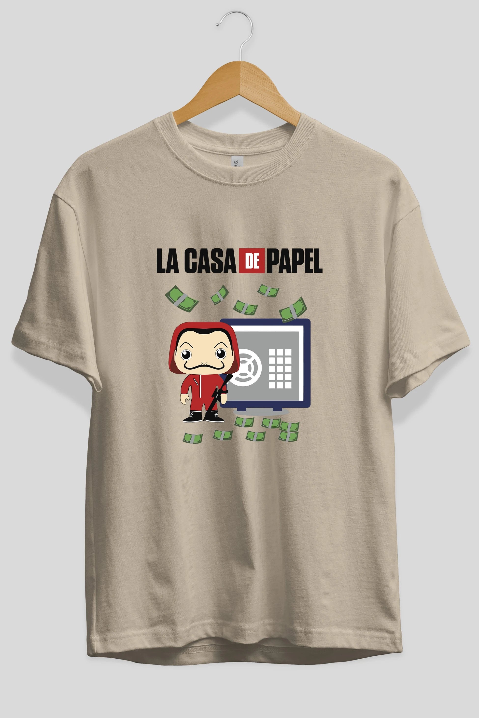La Casa De Papel (4) Ön Baskılı Oversize t-shirt Erkek Kadın Unisex %100 Pamuk Bisiklet Yaka tişort