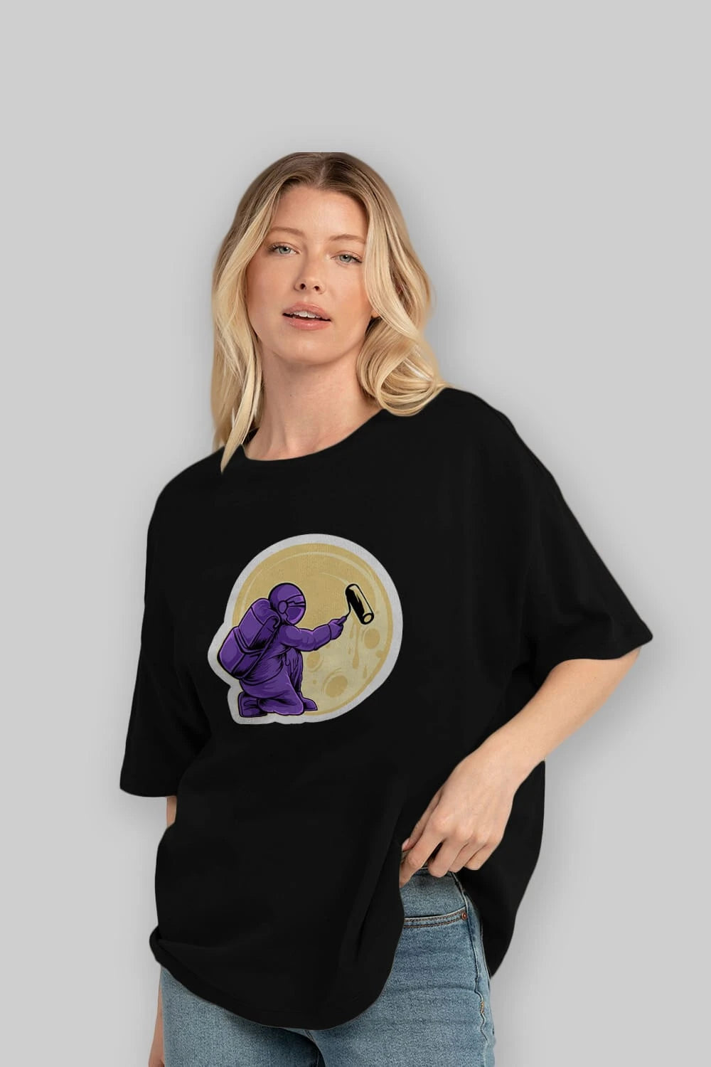 Astropaint Sticker Ön Baskılı Oversize t-shirt Erkek Kadın Unisex