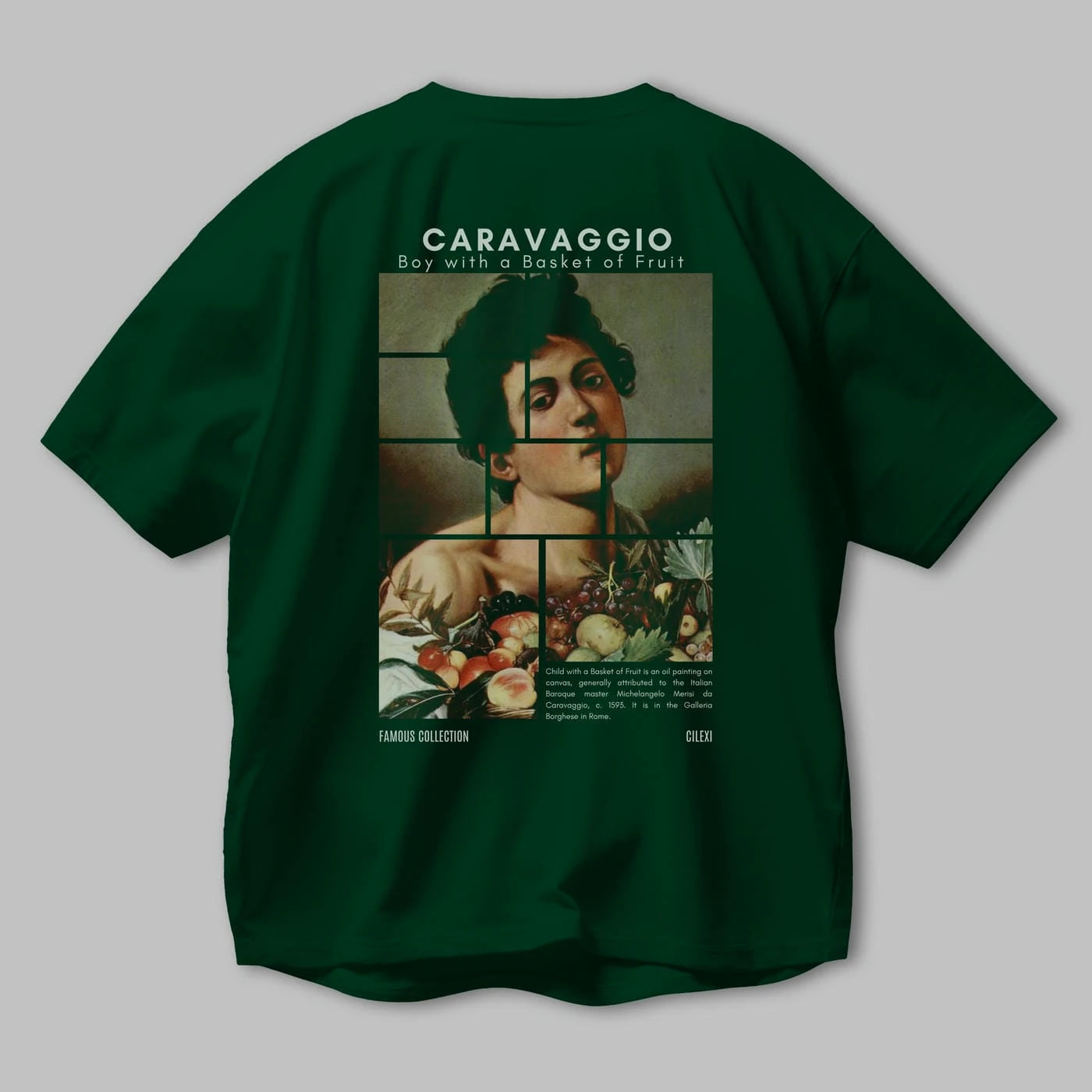 Caravaggio Boy Arka Baskılı Oversize t-shirt Erkek Kadın Bisiklet Yaka Pamuk tişort