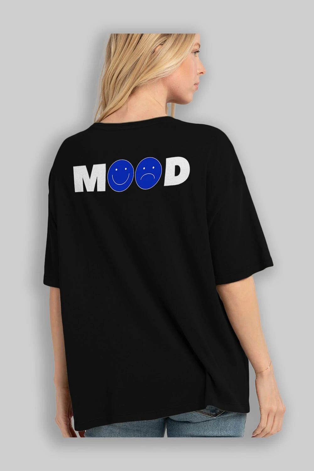 Mood Arka Baskılı Oversize t-shirt Erkek Kadın Unisex