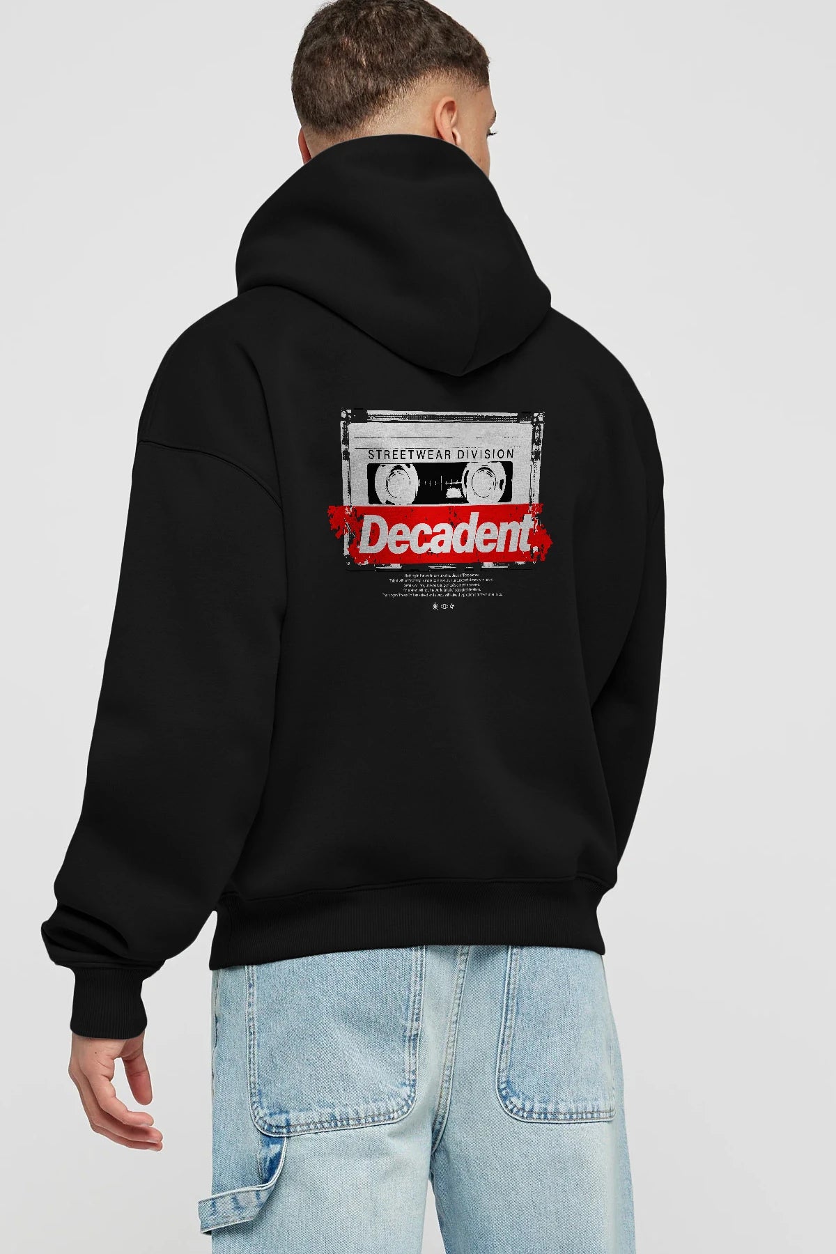 Decadent Arka Baskılı Hoodie Oversize Kapüşonlu Sweatshirt Erkek Kadın Unisex