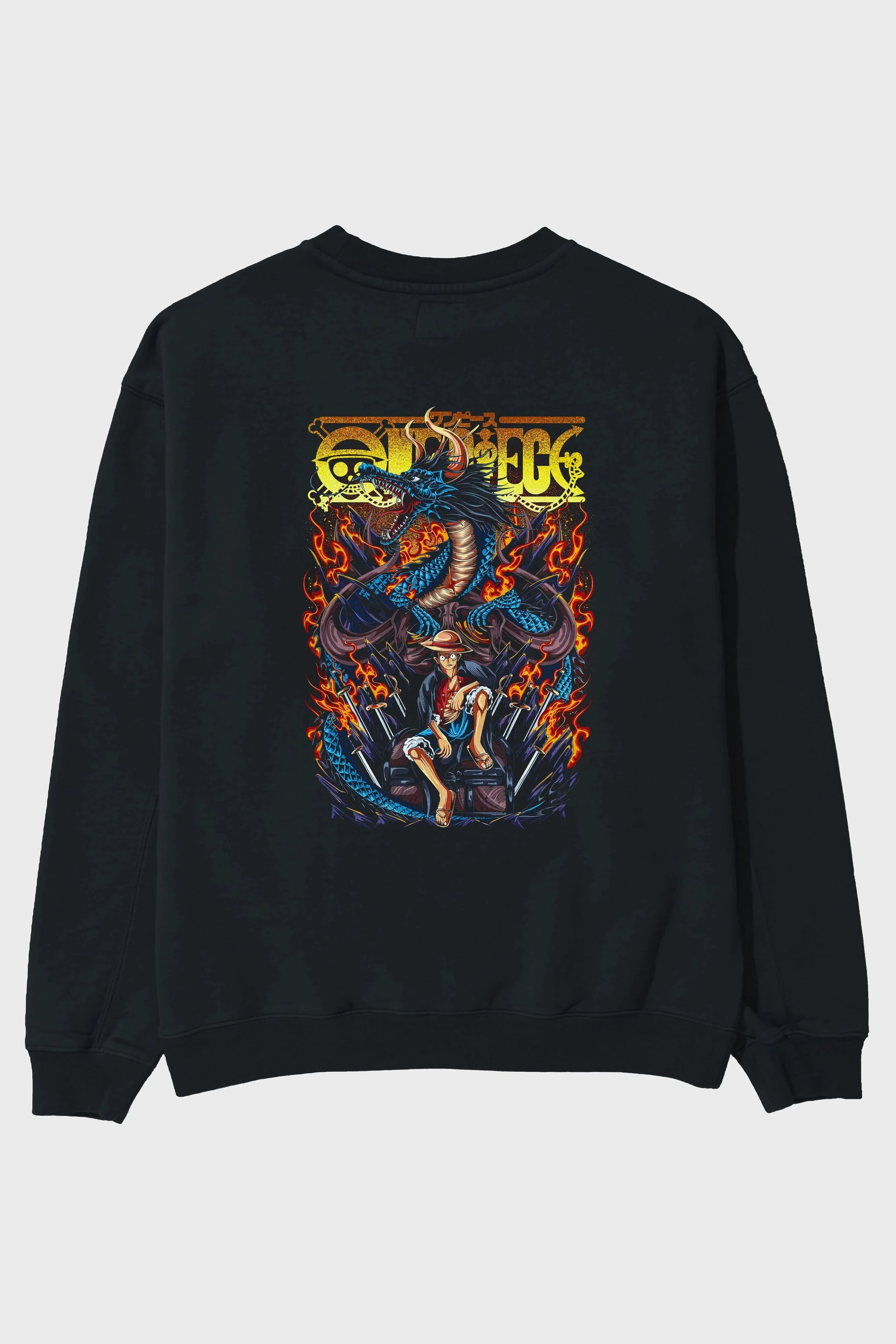 MONKEY D. LUFF-ONE PIECE Anime Arka Baskılı Oversize Sweatshirt Erkek Kadın Unisex