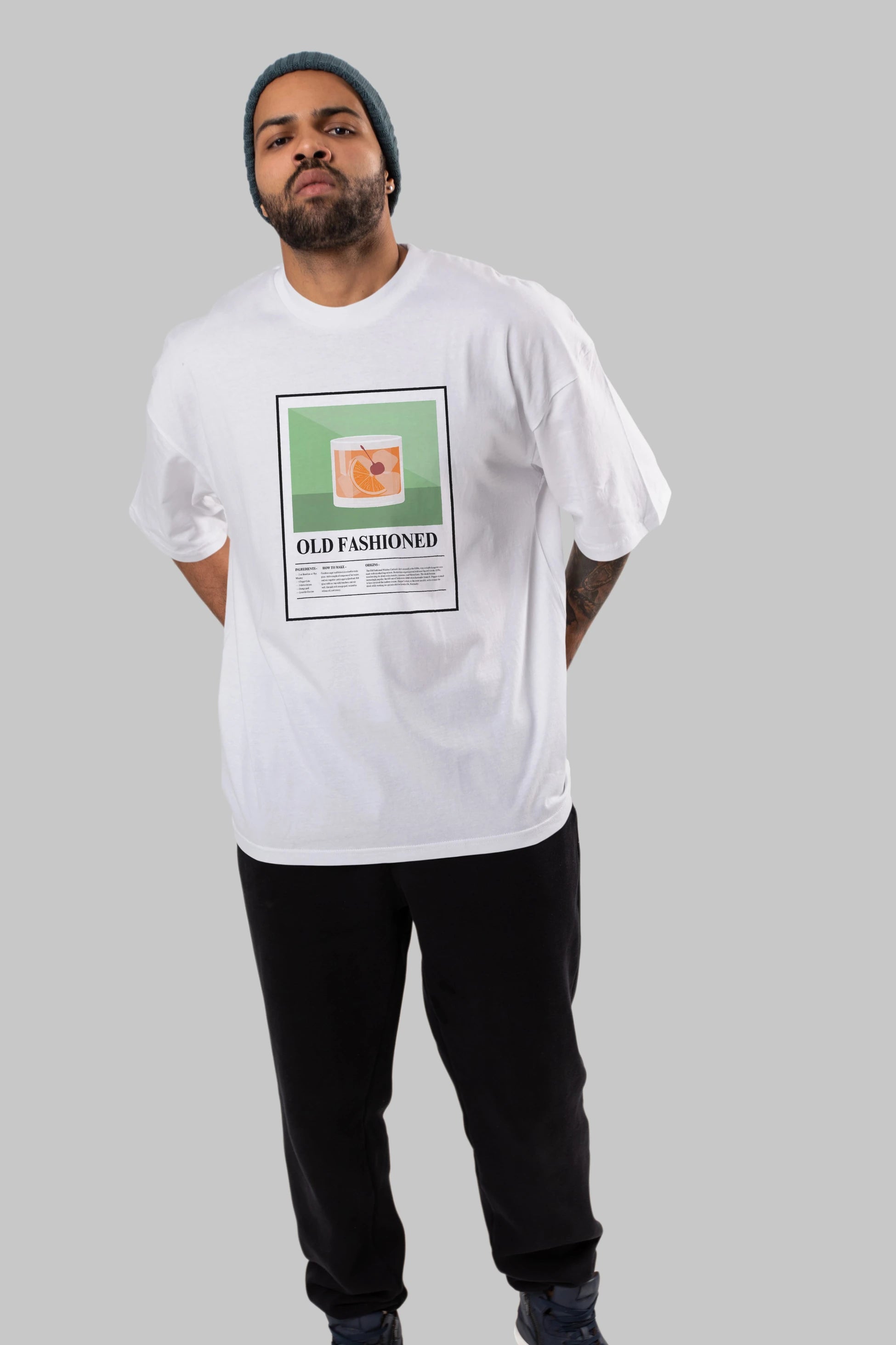 Old Fashioned Ön Baskılı Oversize t-shirt Erkek Kadın Unisex %100 Pamuk Bisiklet Yaka tişort