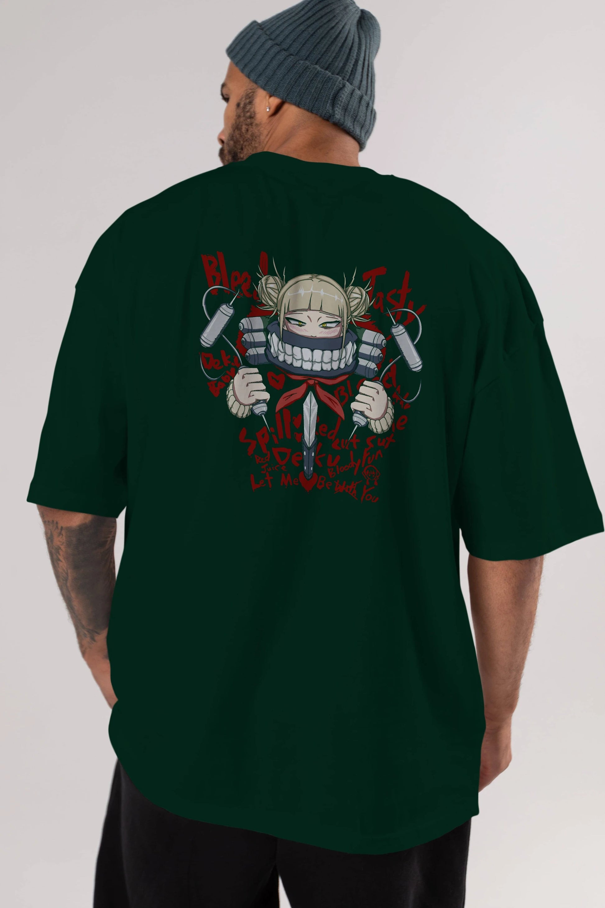 Himiko Toga 1 Anime Arka Baskılı Oversize t-shirt Erkek Kadın Unisex