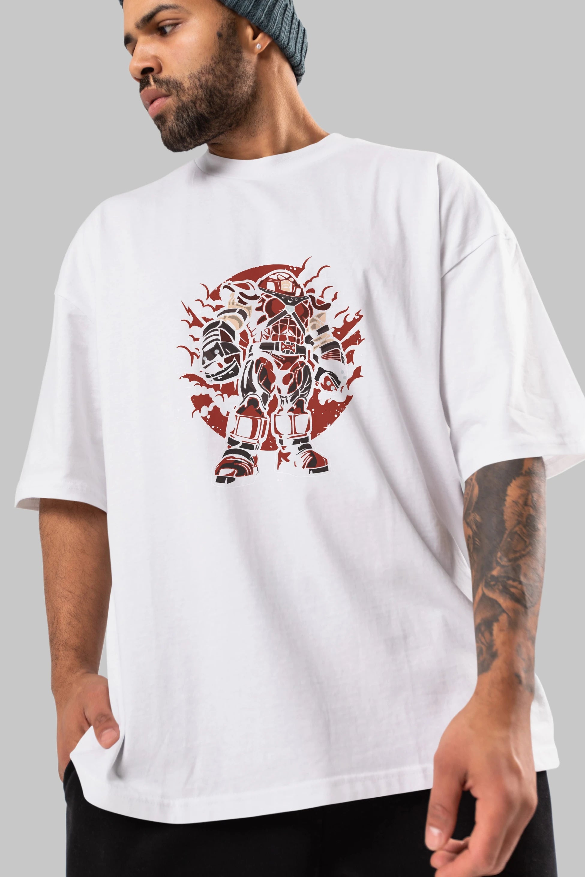 JUGERNAUT Ön Baskılı Oversize t-shirt Erkek Kadın Unisex %100 Pamuk tişort