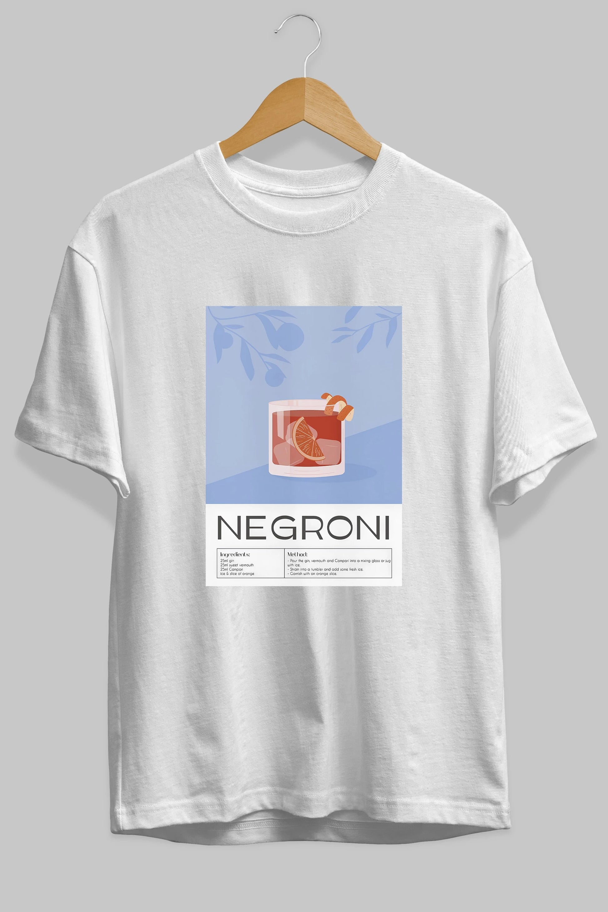 Negroni Ön Baskılı Oversize t-shirt Erkek Kadın Unisex %100 Pamuk Bisiklet Yaka tişort