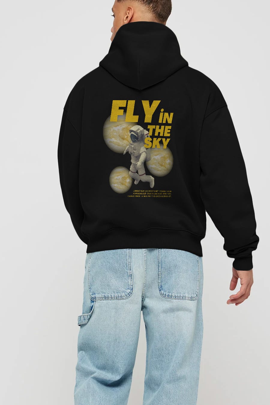 Fly in The Sky Arka Baskılı Oversize Hoodie Kapüşonlu Sweatshirt Erkek Kadın Unisex