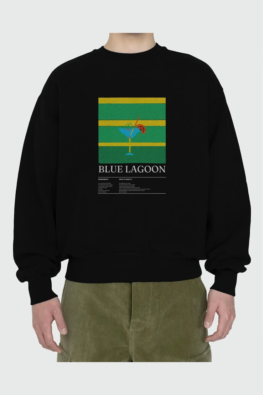 Blue Lagoon ön Baskılı Oversize Sweatshirt Erkek Kadın Unisex