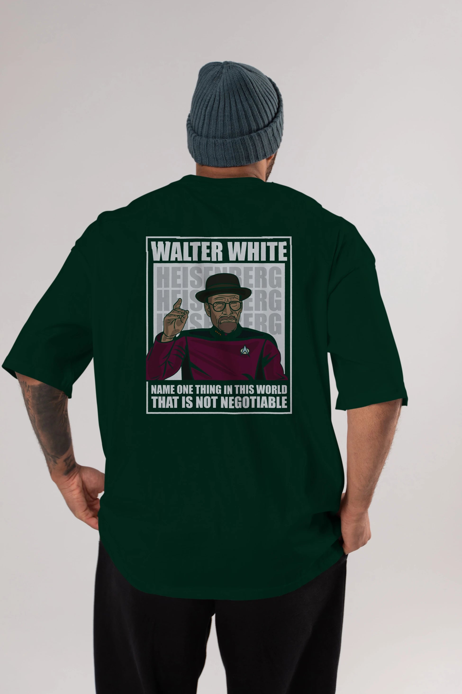 Captain Pixard Heisenberg Arka Baskılı Oversize t-shirt Erkek Kadın Unisex %100 Pamuk tişort