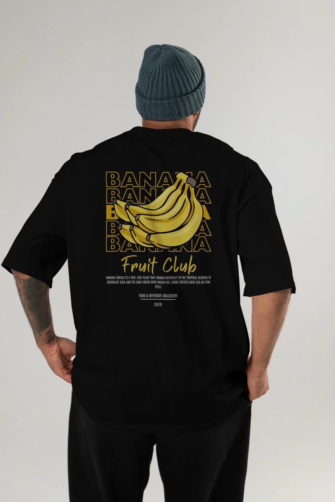 Banana Arka Baskılı Oversize t-shirt Erkek Kadın Pamuk Bisiklet Yaka tişort