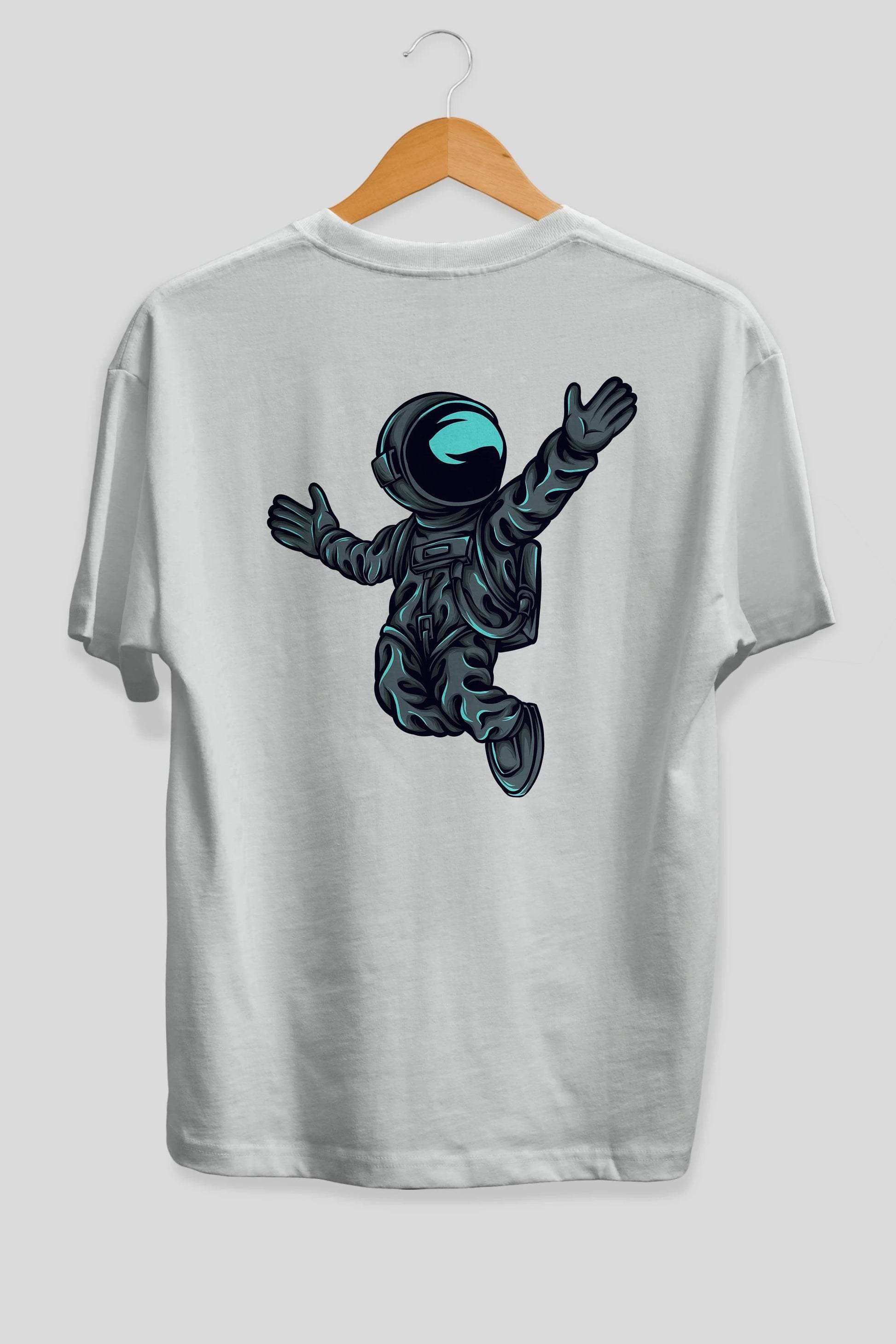 Happy Astronaut Arka Baskılı Oversize t-shirt Erkek Kadın Unisex