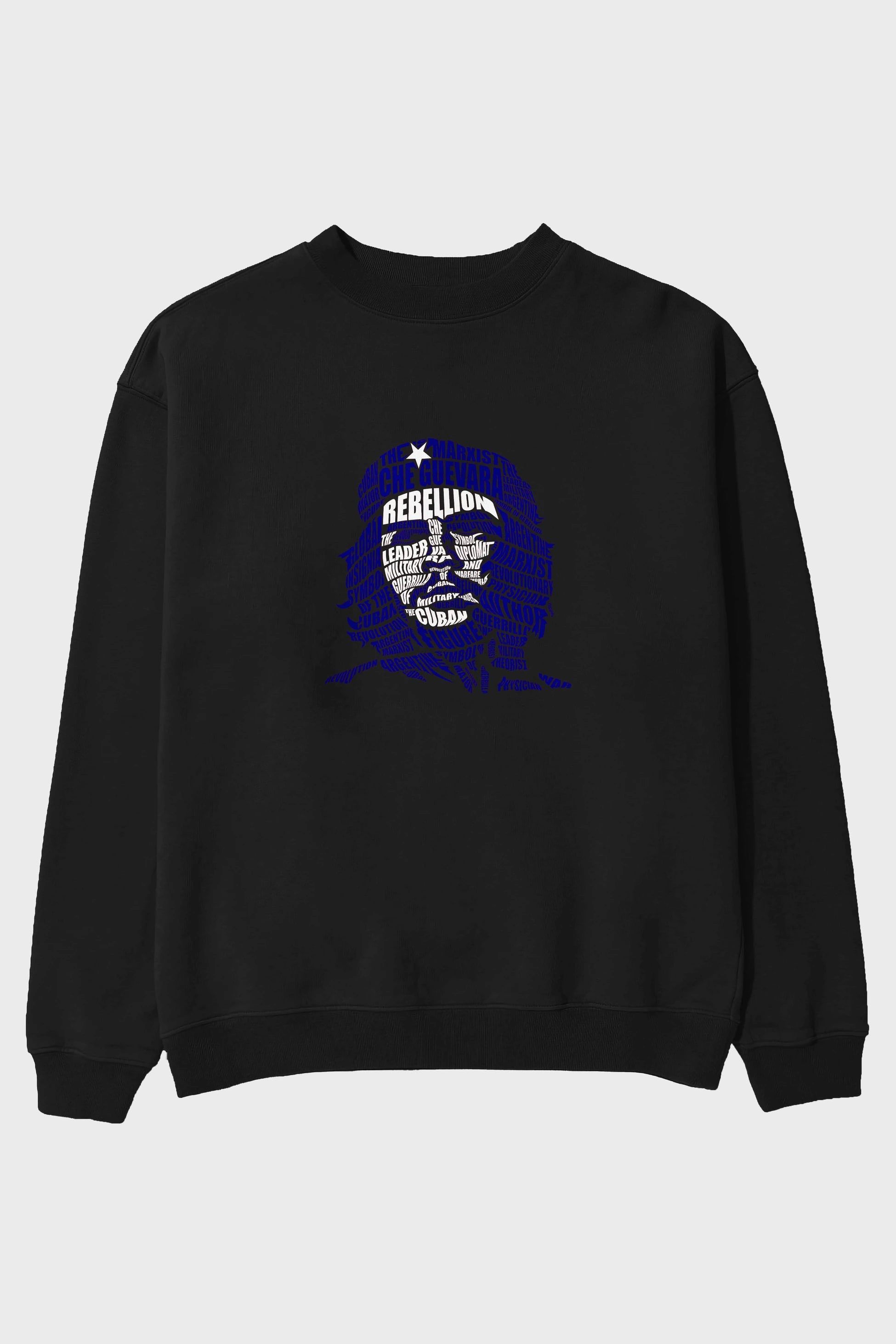 Che Guevara Calligram Ön Baskılı Oversize Sweatshirt Erkek Kadın Unisex