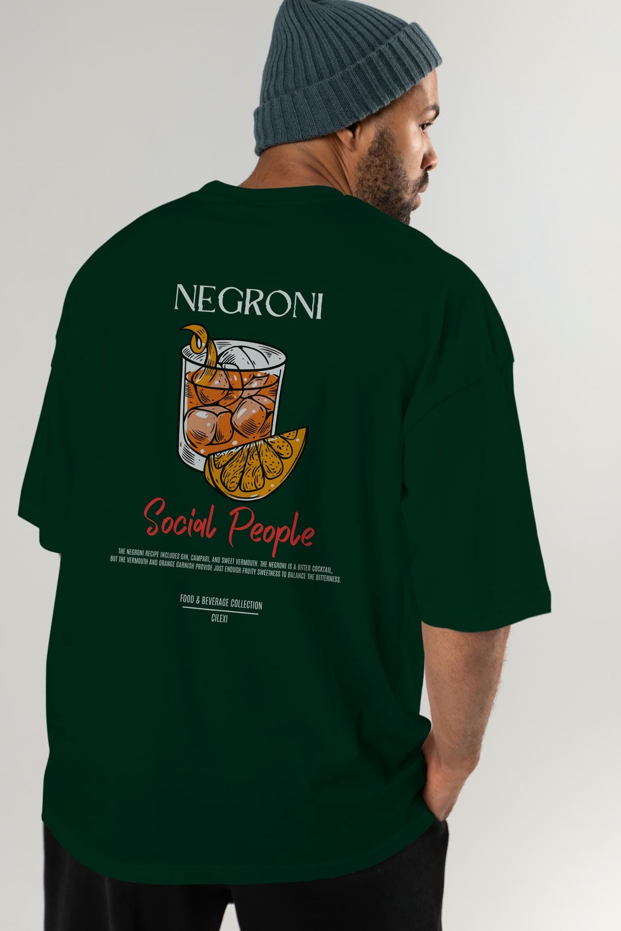 Negroni Kokteyl Serisi Baskılı Oversize t-shirt Erkek Kadın Unisex %100 Pamuk Bisiklet Yaka tişort