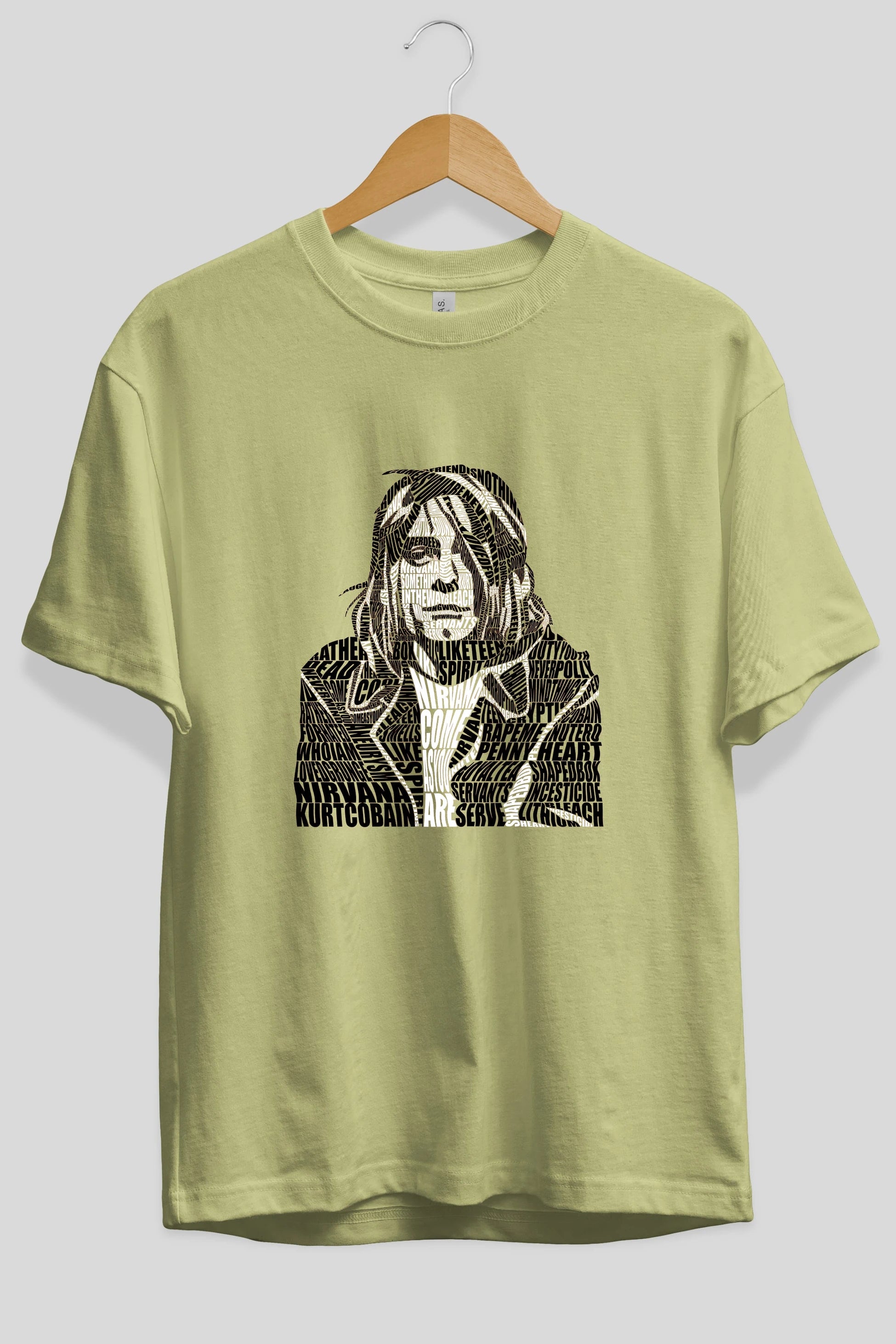 Kurt Cobain Calligram Ön Baskılı Oversize t-shirt %100 pamuk Erkek Kadın Unisex