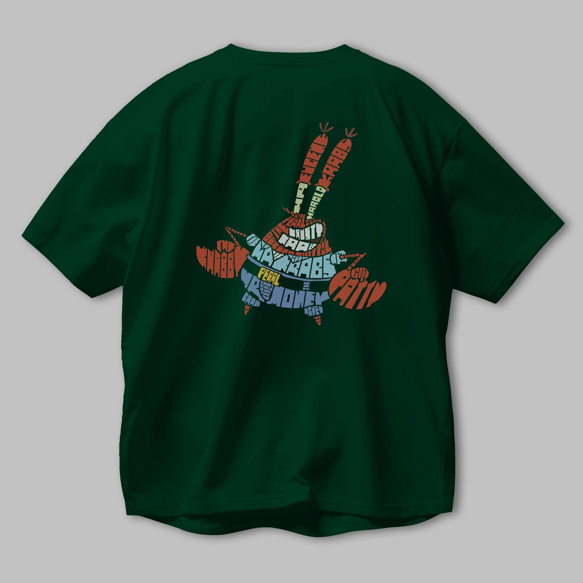 Mr Krabs Arka Baskılı Oversize t-shirt %100 pamuk Erkek Kadın Unisex