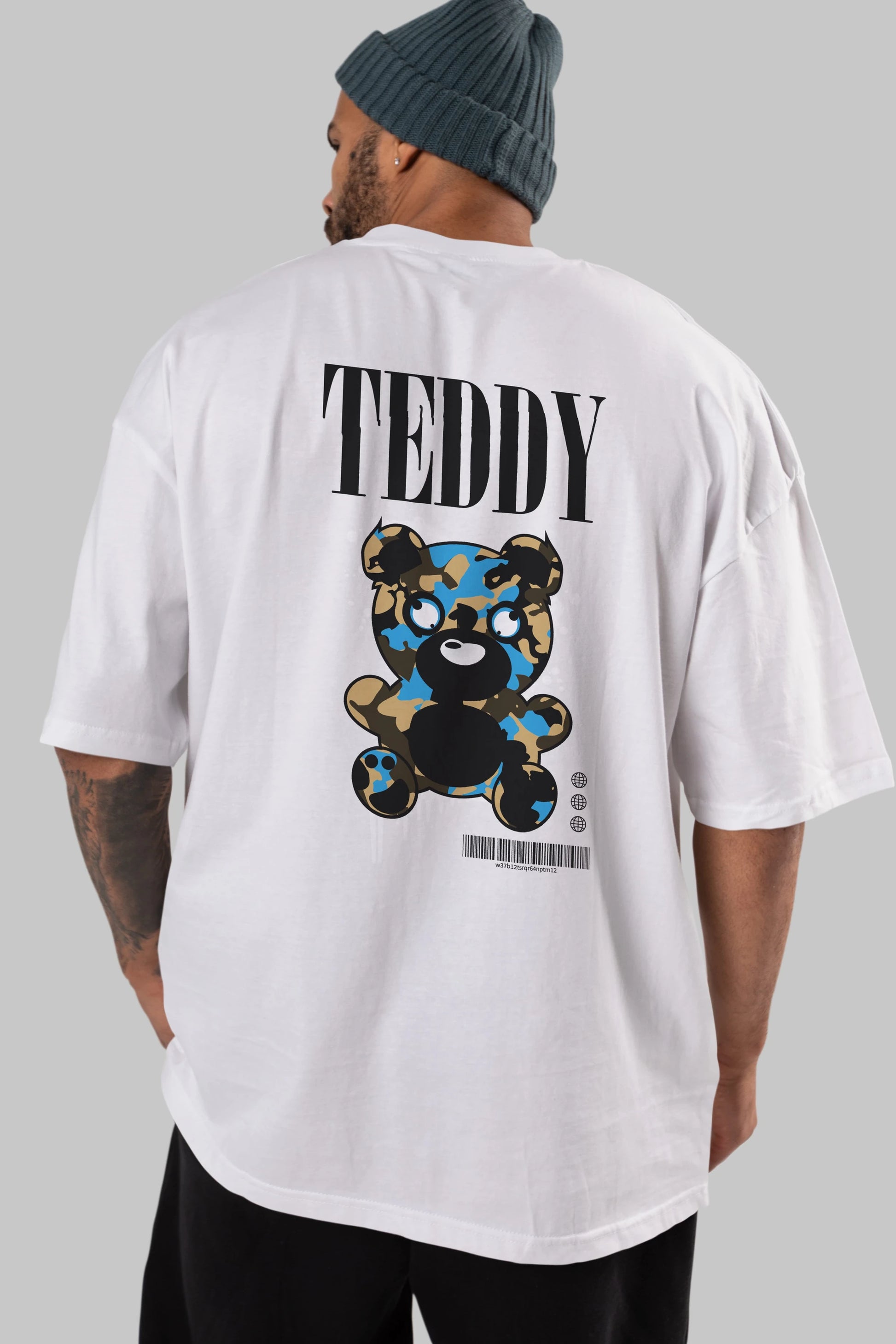 Teddy Bear Streetwear Arka Baskılı Oversize t-shirt Erkek Kadın Unisex