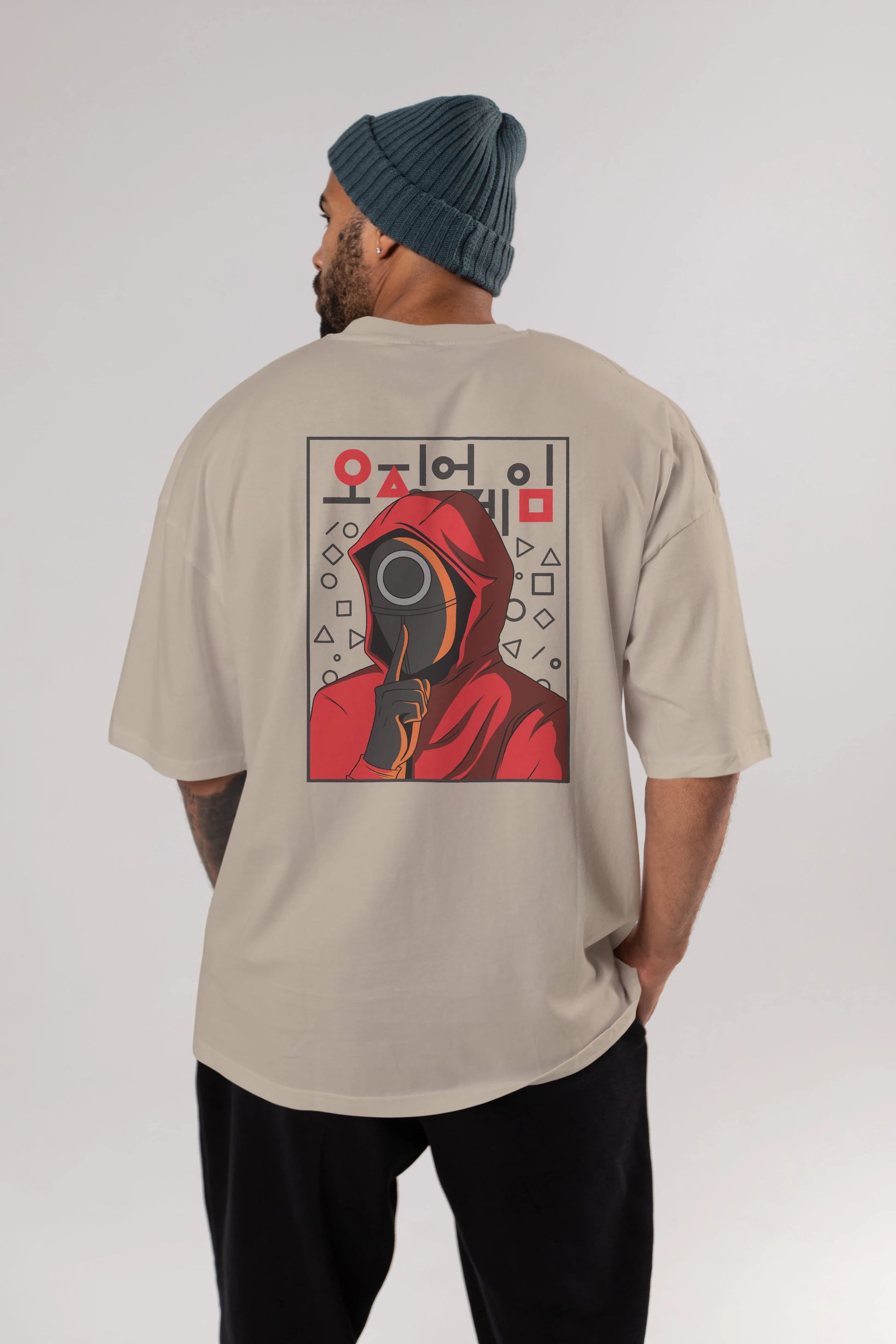 Squid Game (5) Arka Baskılı Oversize t-shirt Erkek Kadın Unisex %100 Pamuk Bisiklet Yaka tişort