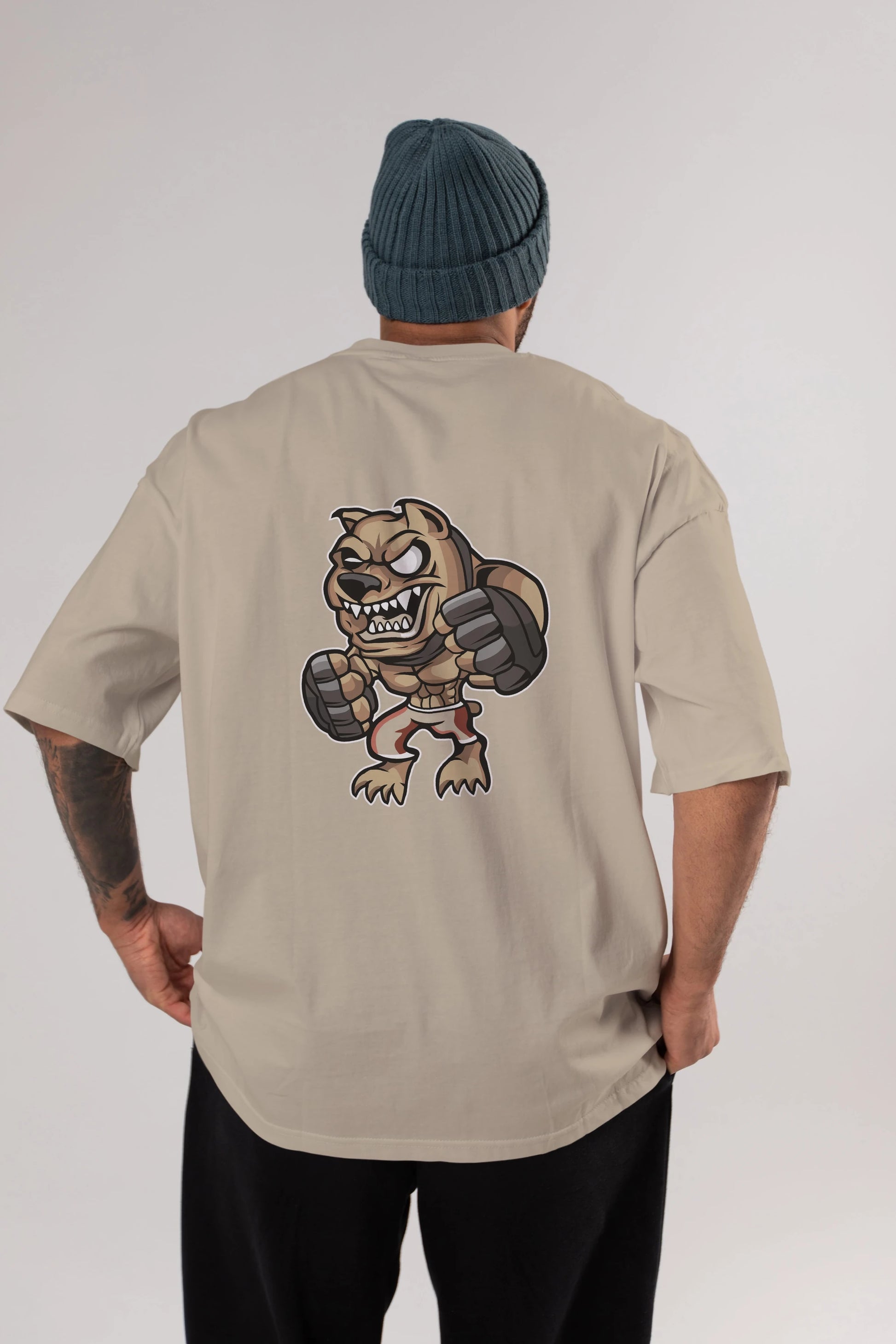 MMA Dog Arka Baskılı Oversize t-shirt Erkek Kadın Unisex %100 Pamuk tişort