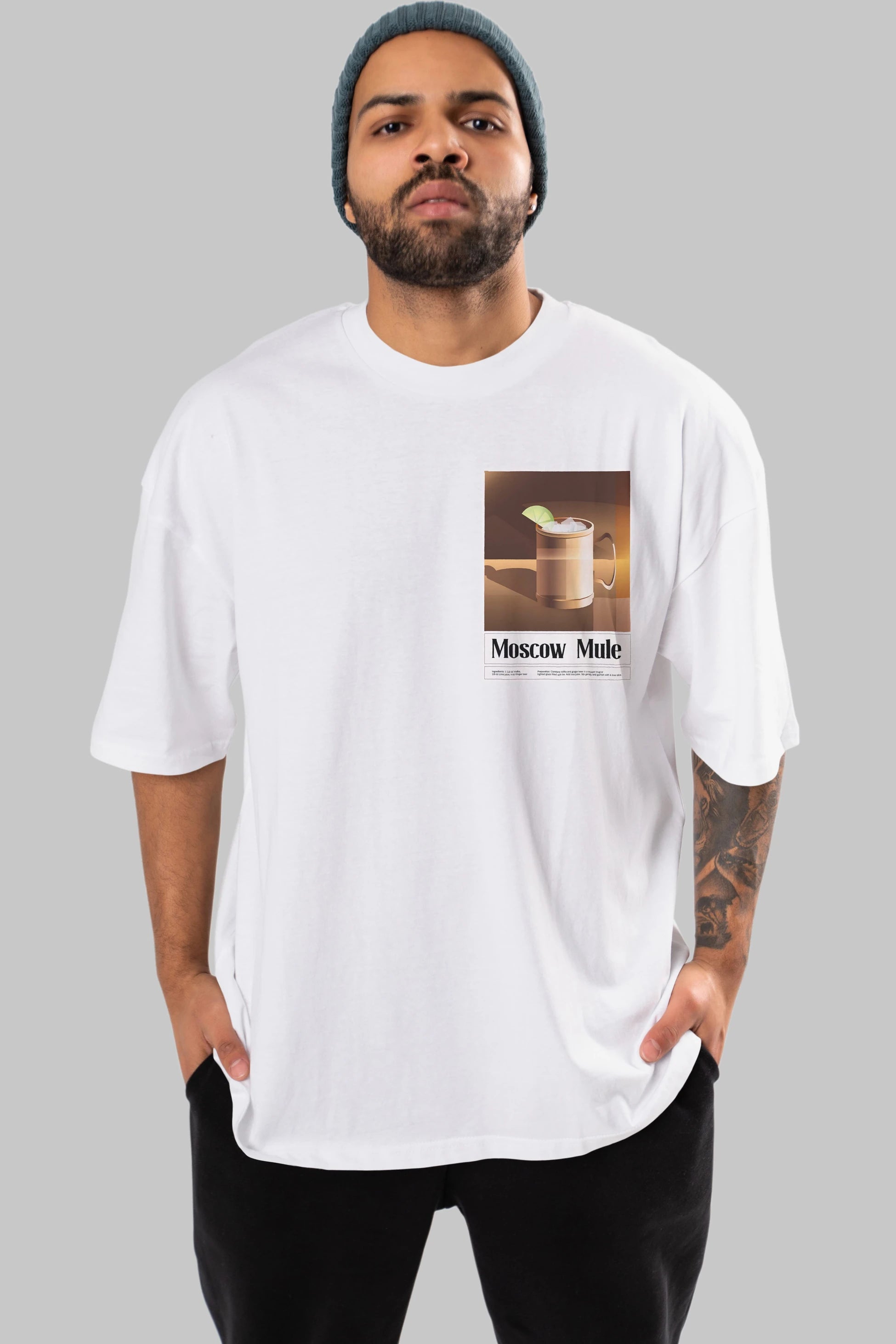 Moscow Mule 3 Ön Sol Baskılı Oversize t-shirt Erkek Kadın Unisex %100 Pamuk Bisiklet Yaka tişort
