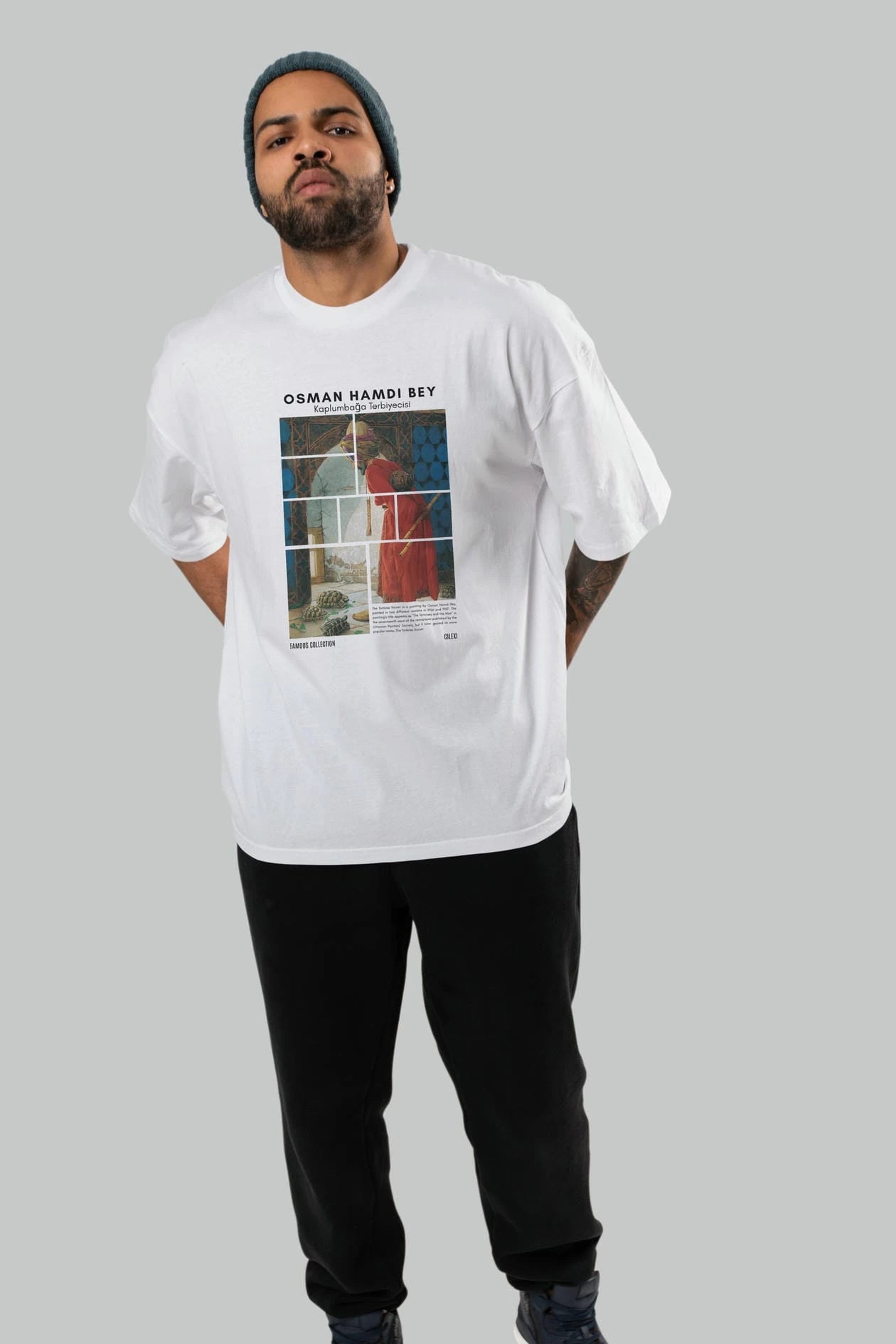 Osman Hamdi Bey ön Baskılı Oversize t-shirt Erkek Kadın Bisiklet Yaka Pamuk tişort