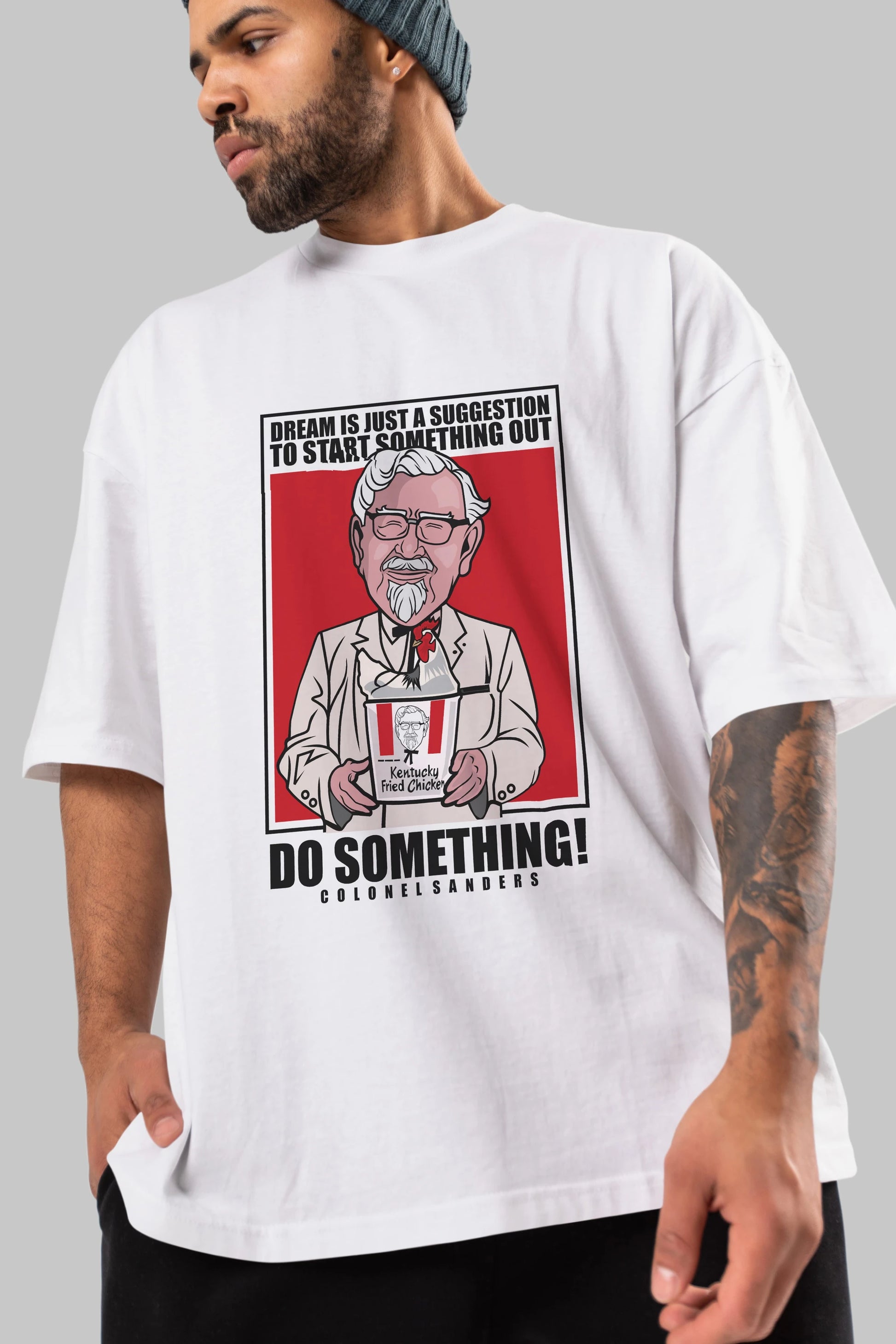 Colonel Sanders Ön Baskılı Oversize t-shirt Erkek Kadın Unisex %100 Pamuk tişort