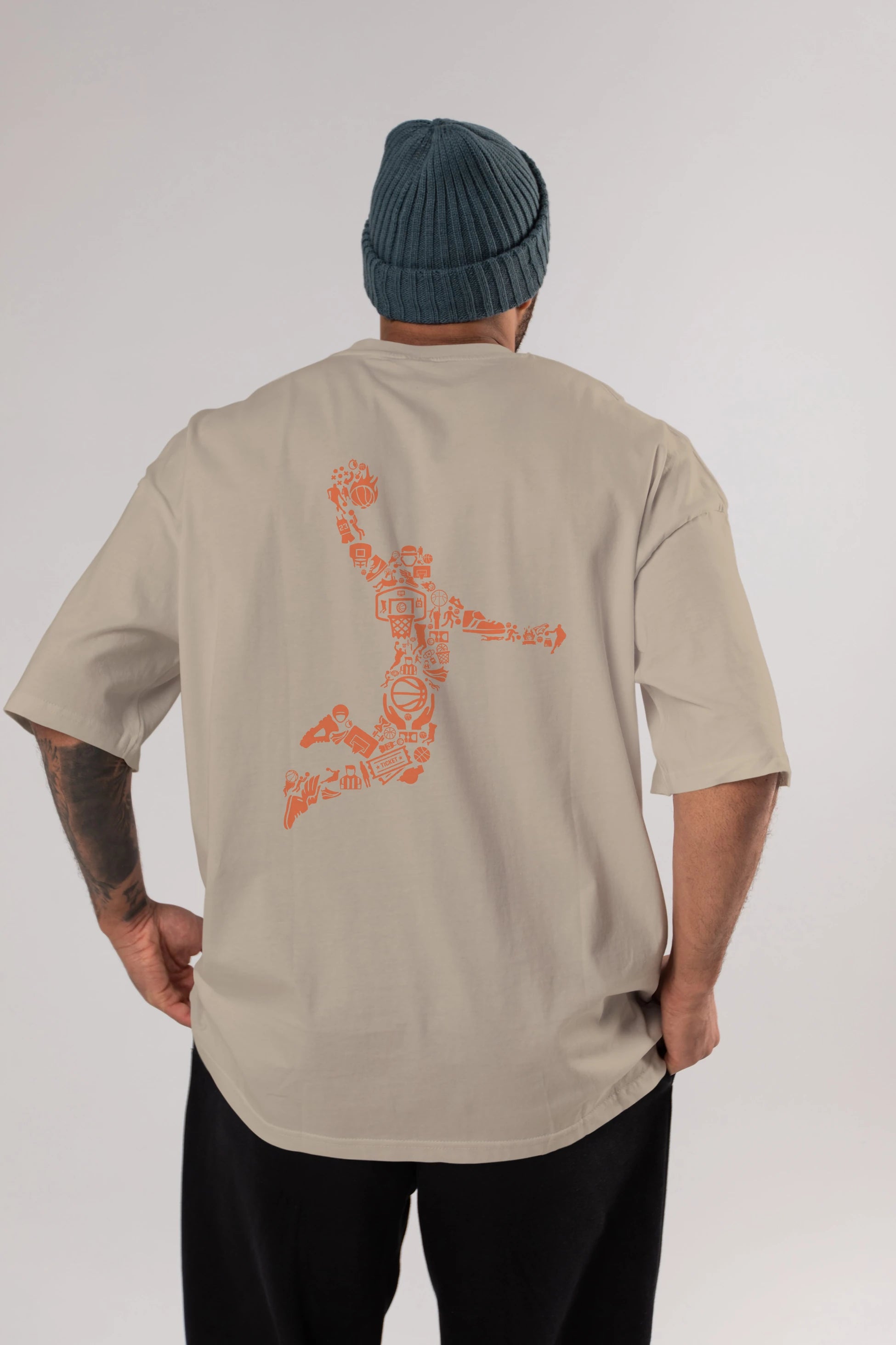 Basketball Player Arka Baskılı Oversize t-shirt %100 pamuk Erkek Kadın Unisex