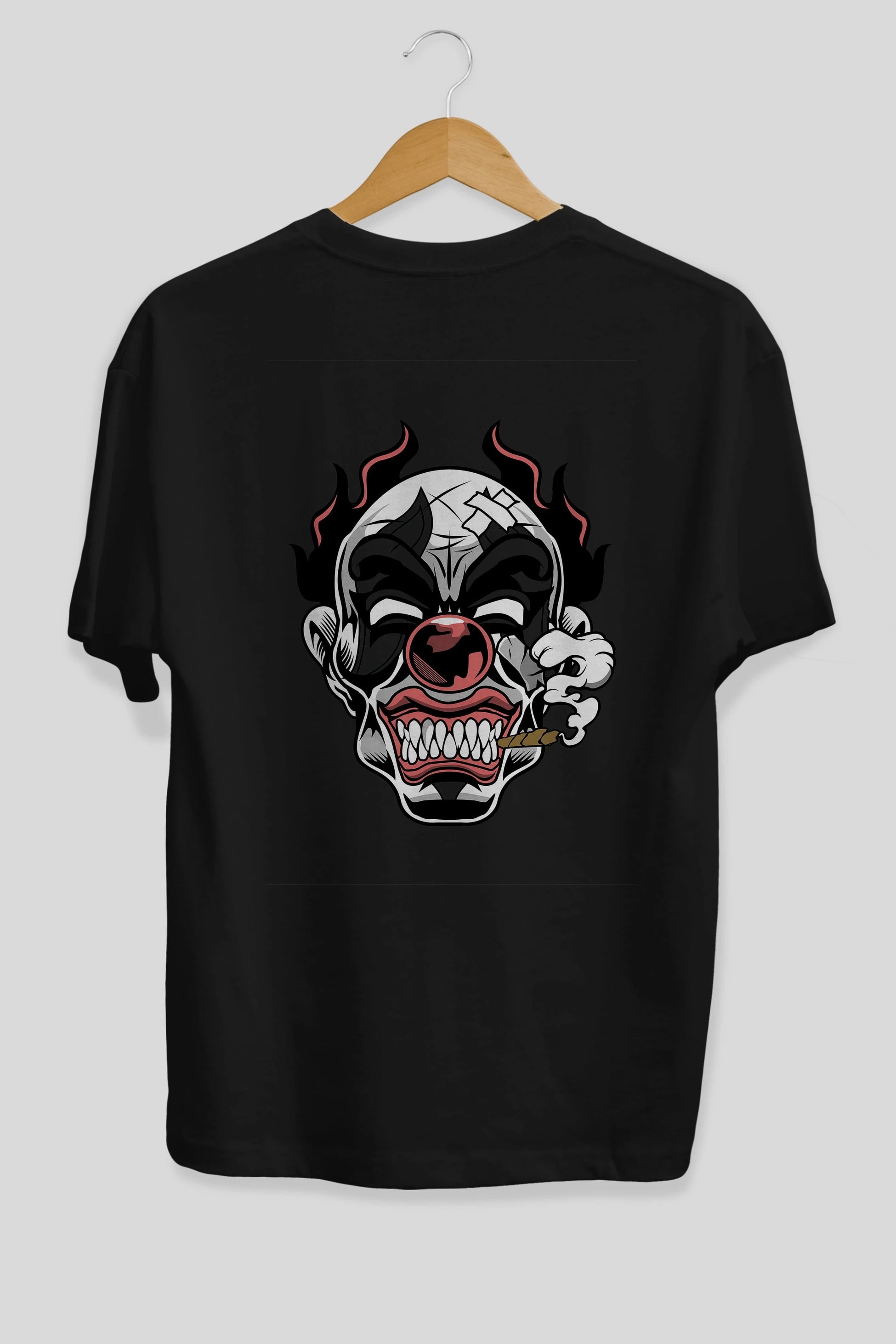 Clown Horror Arka Baskılı Oversize t-shirt Erkek Kadın Unisex %100 Pamuk tişort