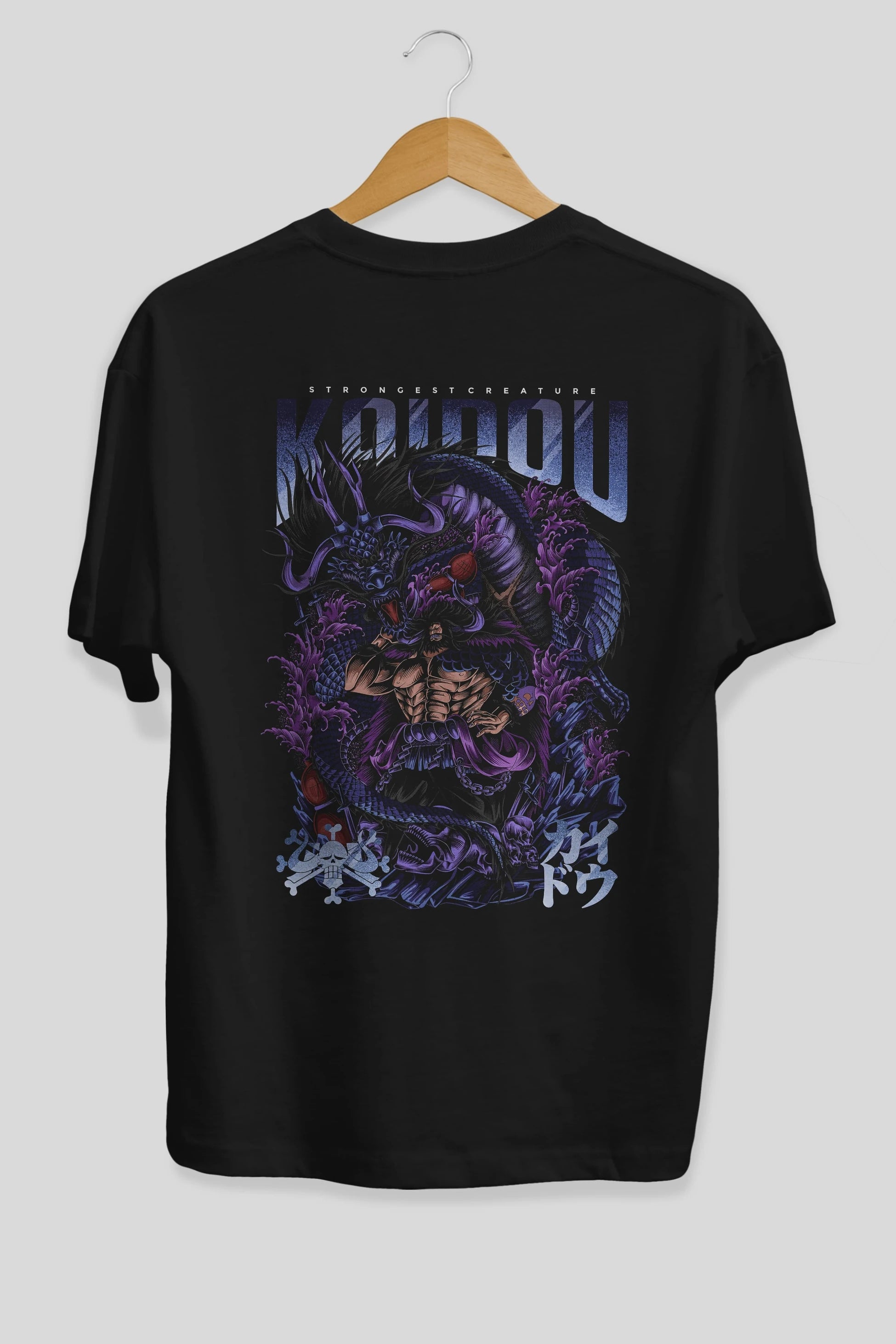 KAIDOU ONE PIECE Anime Arka Baskılı Oversize t-shirt Erkek Kadın Unisex