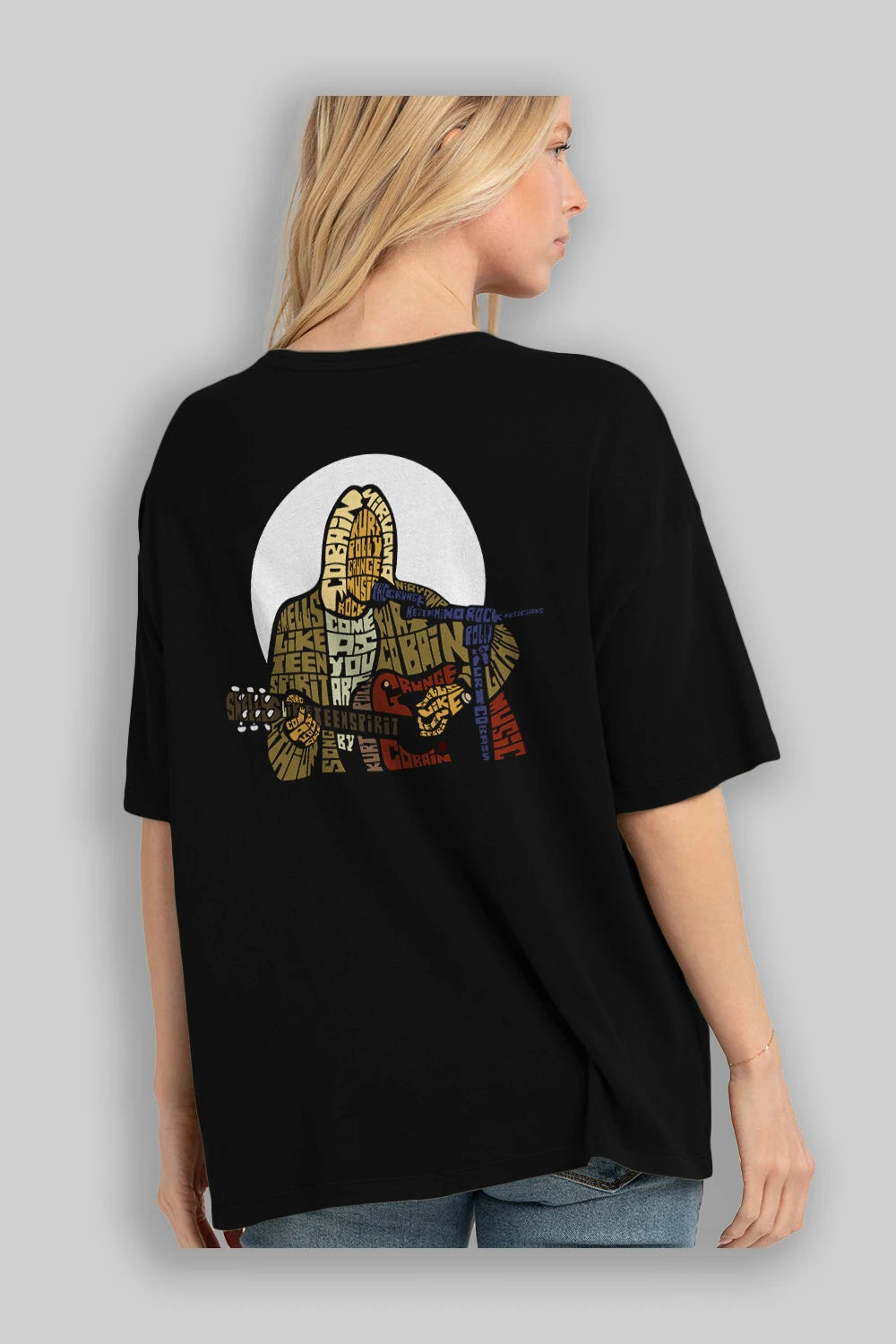 Kurt Cobain Arka Baskılı Oversize t-shirt %100 pamuk Erkek Kadın Unisex