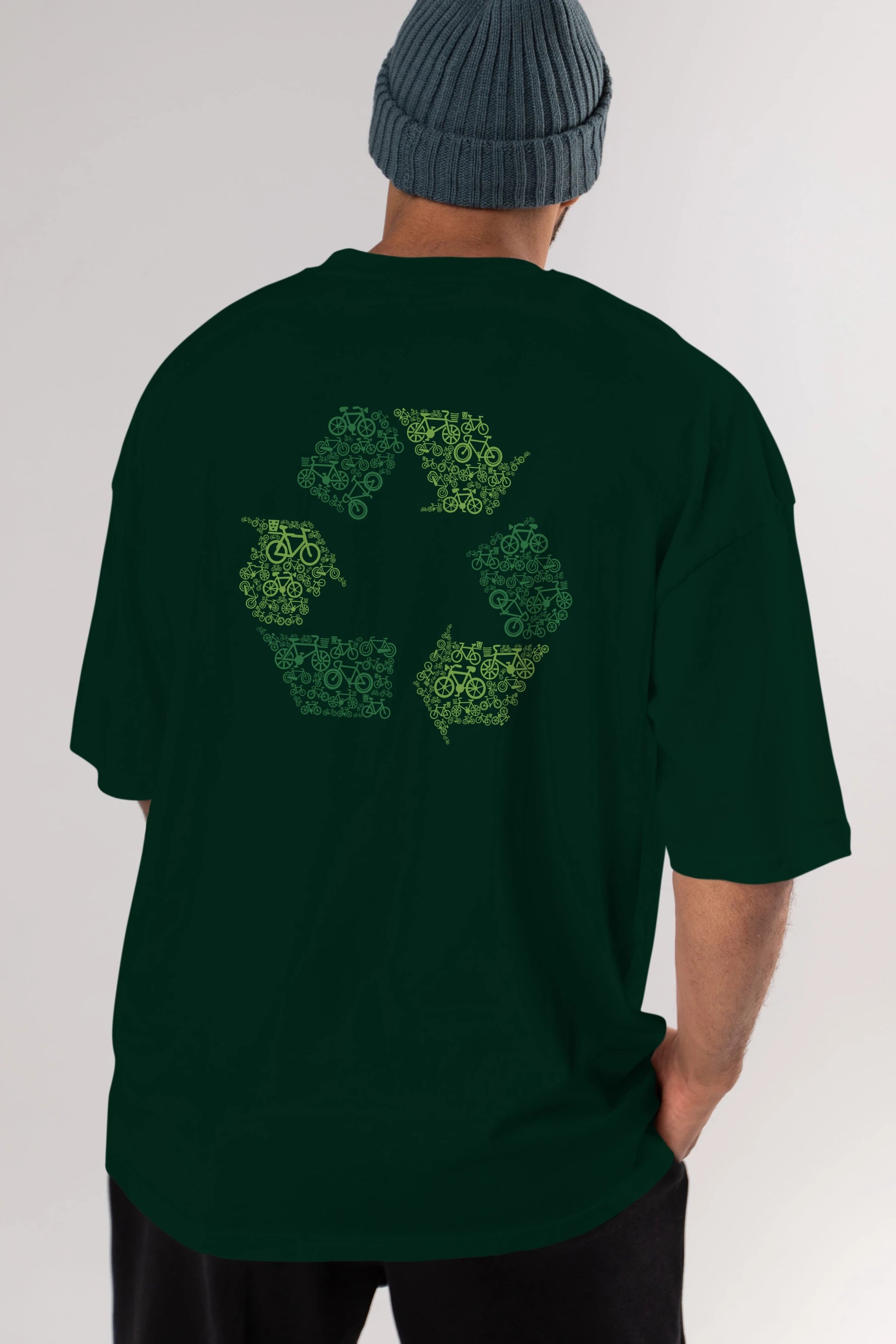 Recycling Arka Baskılı Oversize t-shirt %100 pamuk Erkek Kadın Unisex