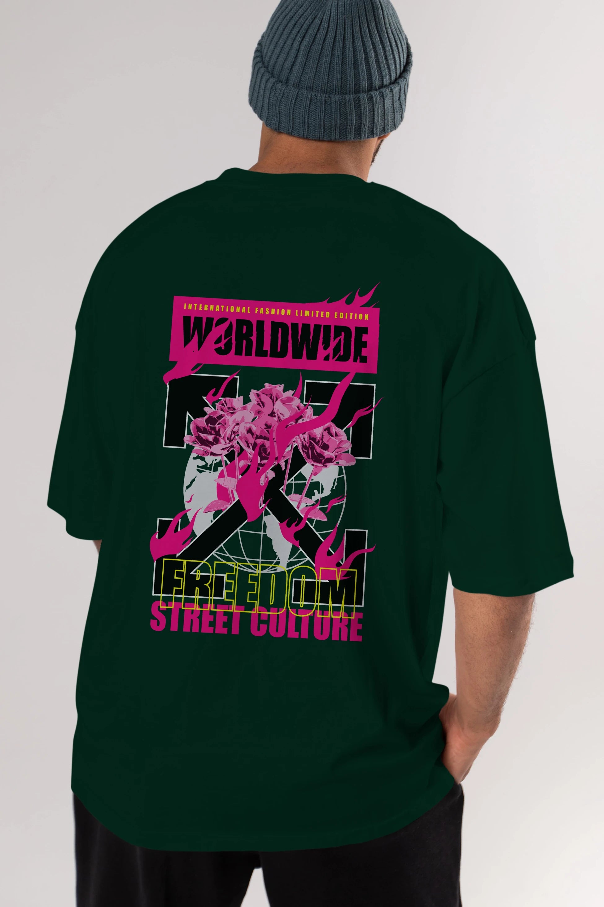 Freedom Street Culture Arka Baskılı Oversize t-shirt Erkek Kadın Unisex