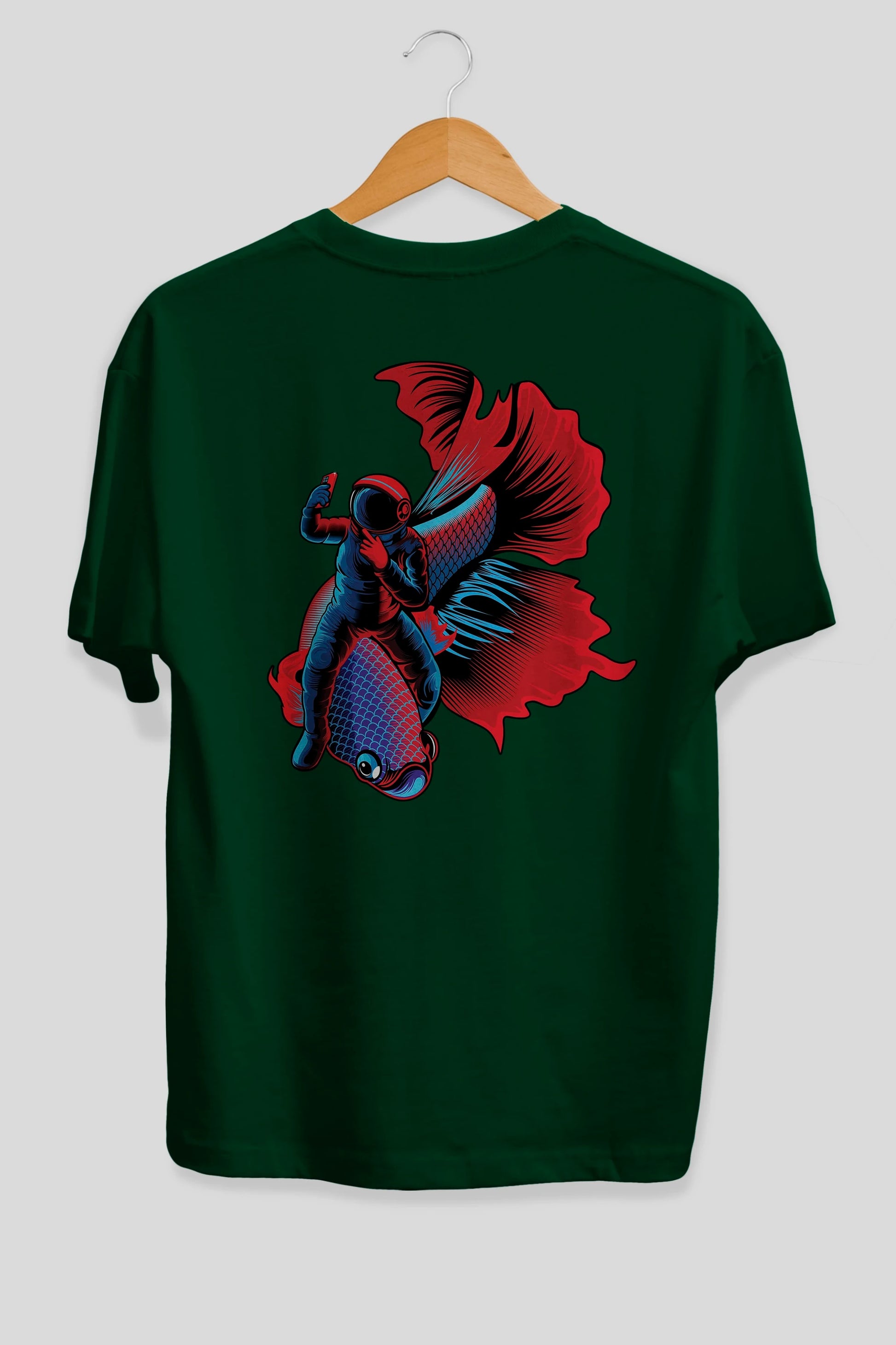 Astrofish selfie Arka Baskılı Oversize t-shirt Erkek Kadın Unisex