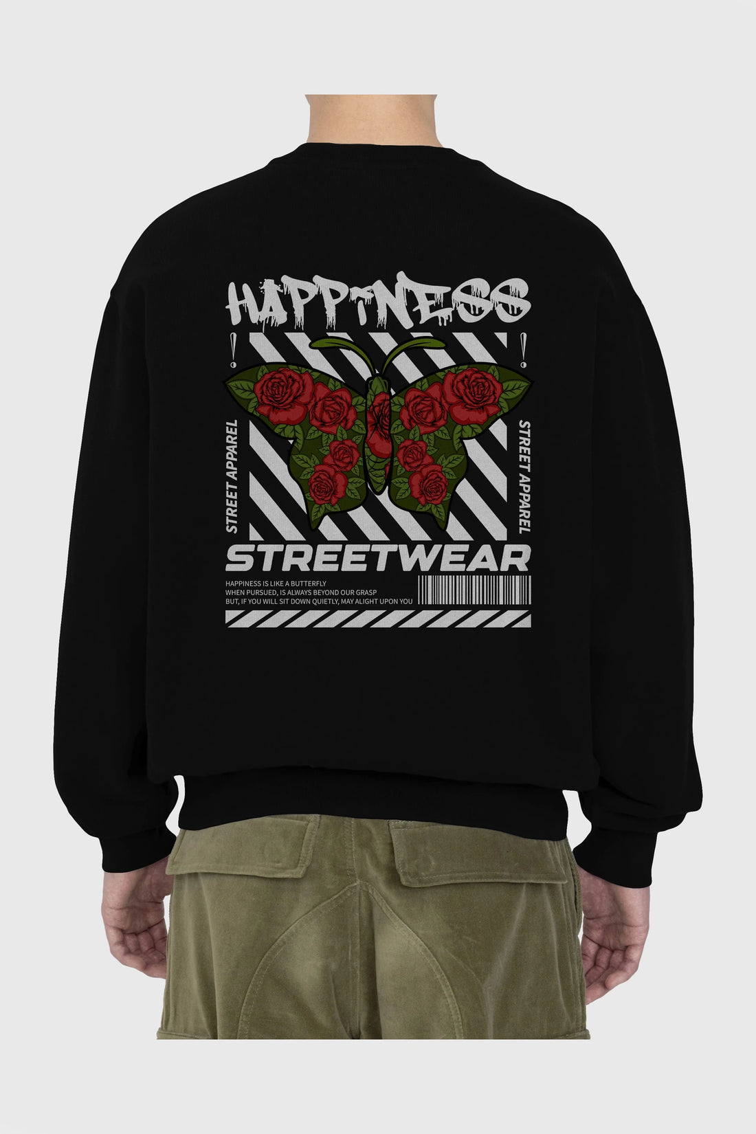 Happiness Streetwear Arka Baskılı Oversize Sweatshirt Erkek Kadın Unisex