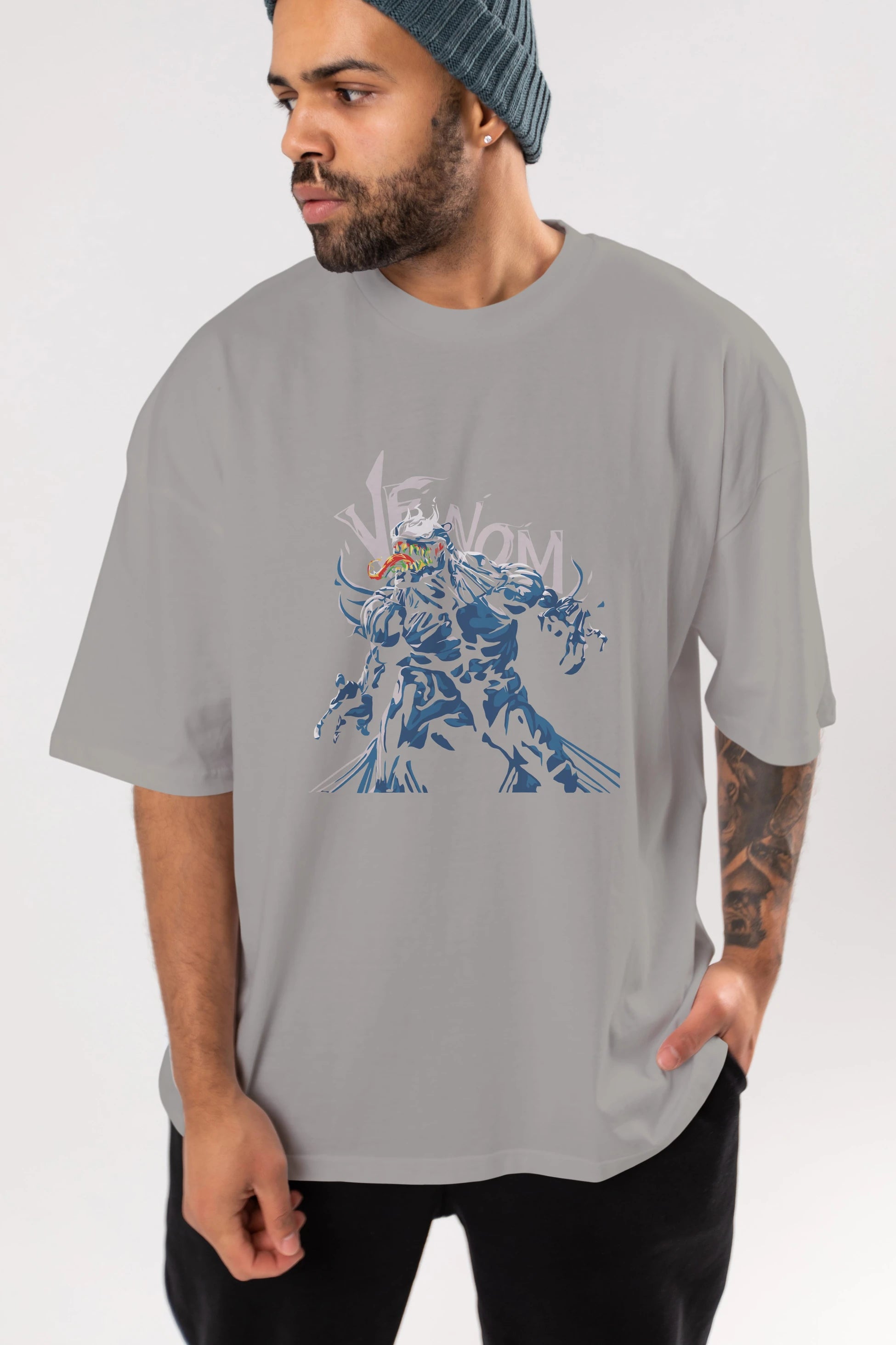 Venom (8) Ön Baskılı Oversize t-shirt Erkek Kadın Unisex %100 Pamuk Bisiklet Yaka tişort