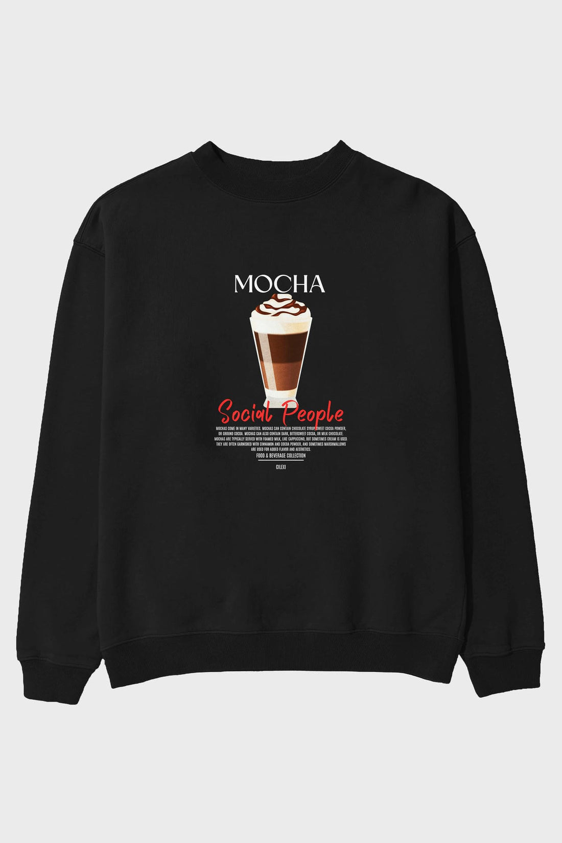 Mocha ön Baskılı Oversize Sweatshirt Erkek Kadın Unisex