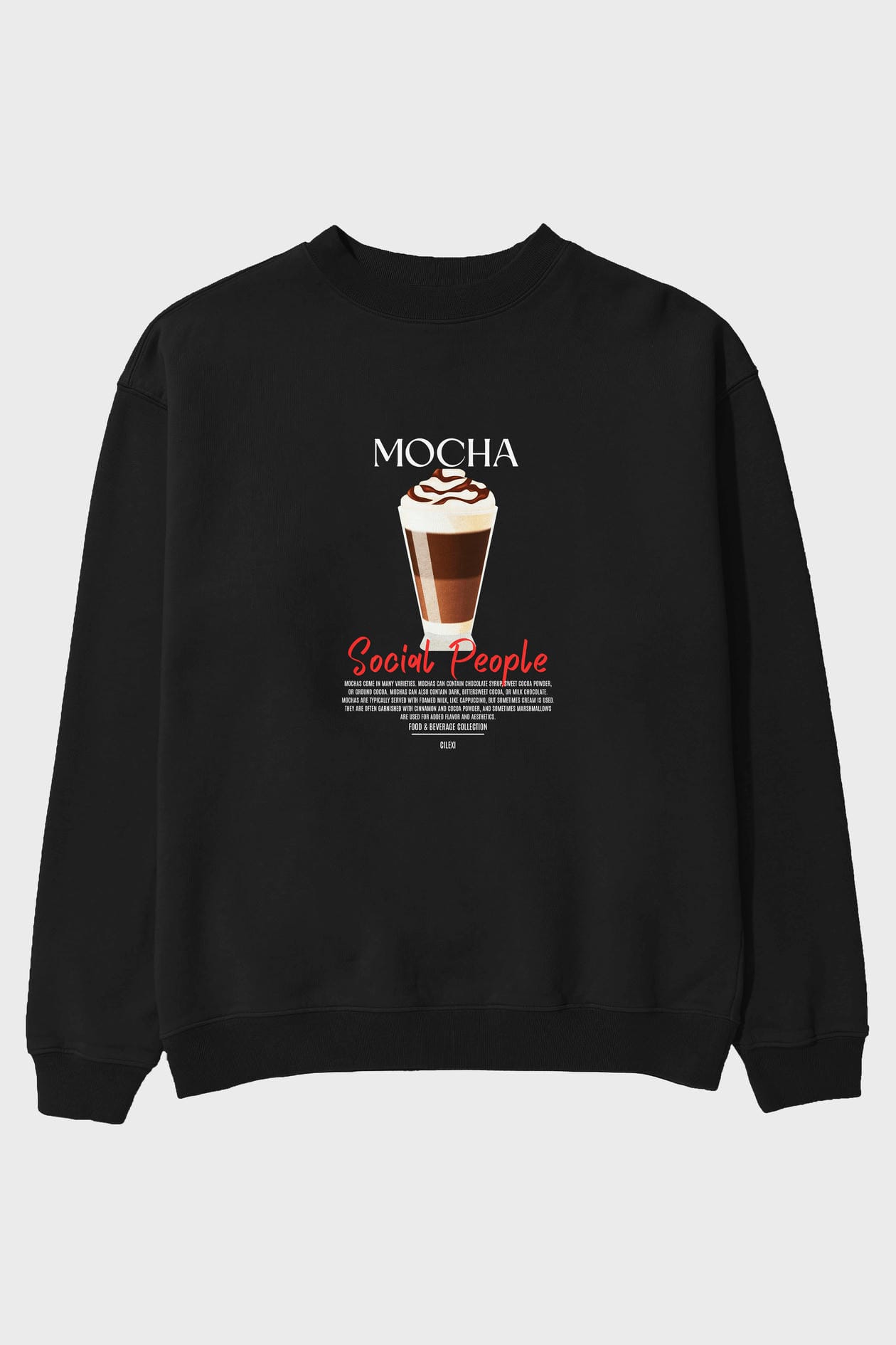 Mocha ön Baskılı Oversize Sweatshirt Erkek Kadın Unisex