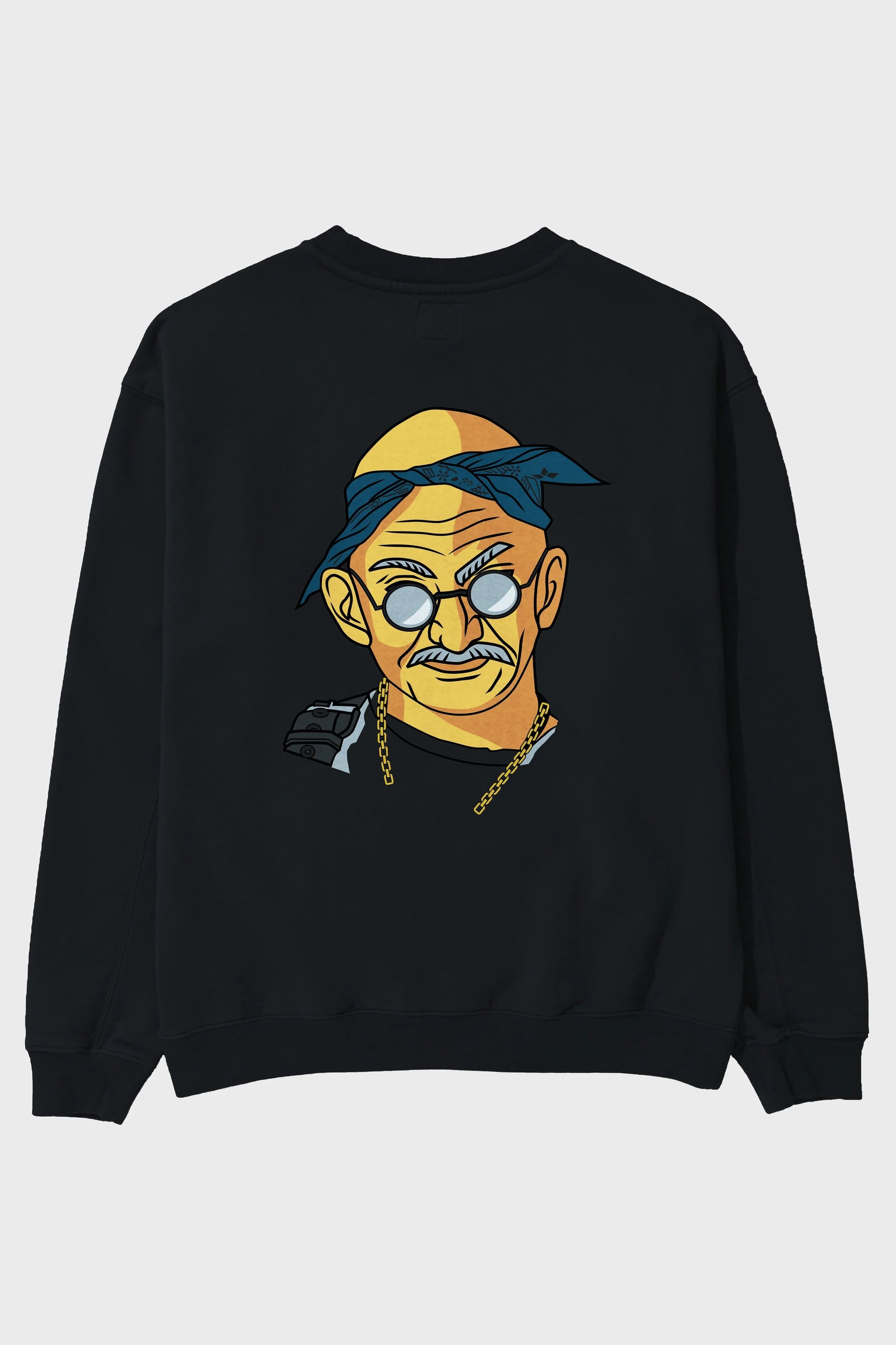 Tupac Gandhi Arka Baskılı Oversize Sweatshirt Erkek Kadın Unisex