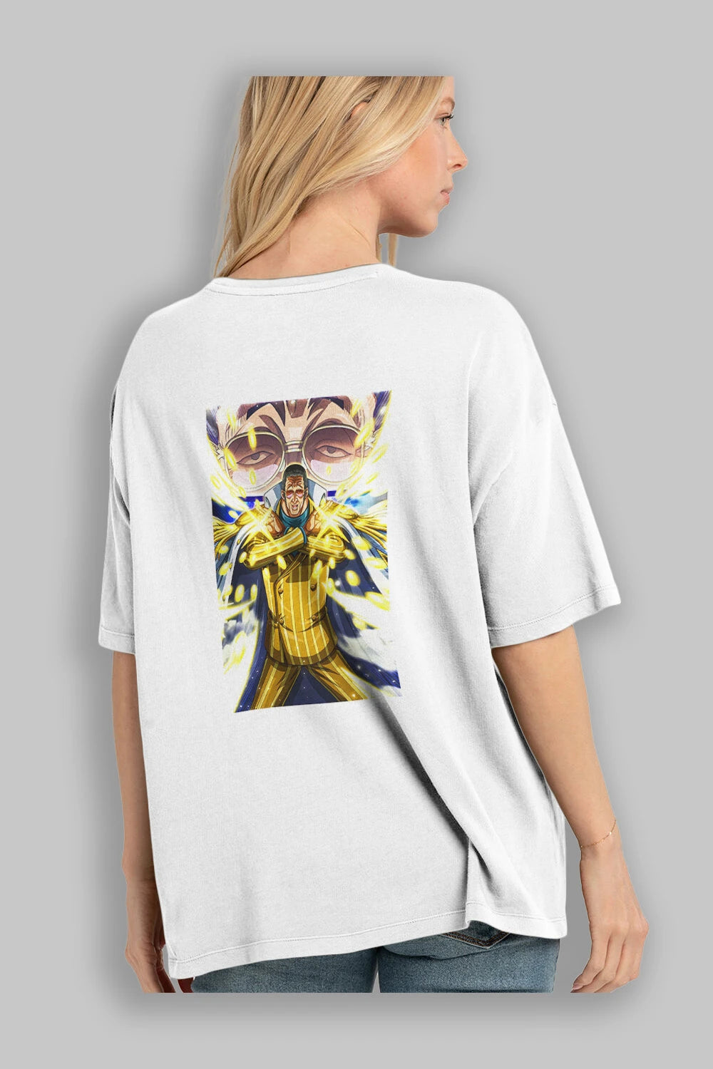 Kizaru Anime Arka Baskılı Oversize t-shirt Erkek Kadın Unisex %100 pamuk tişort