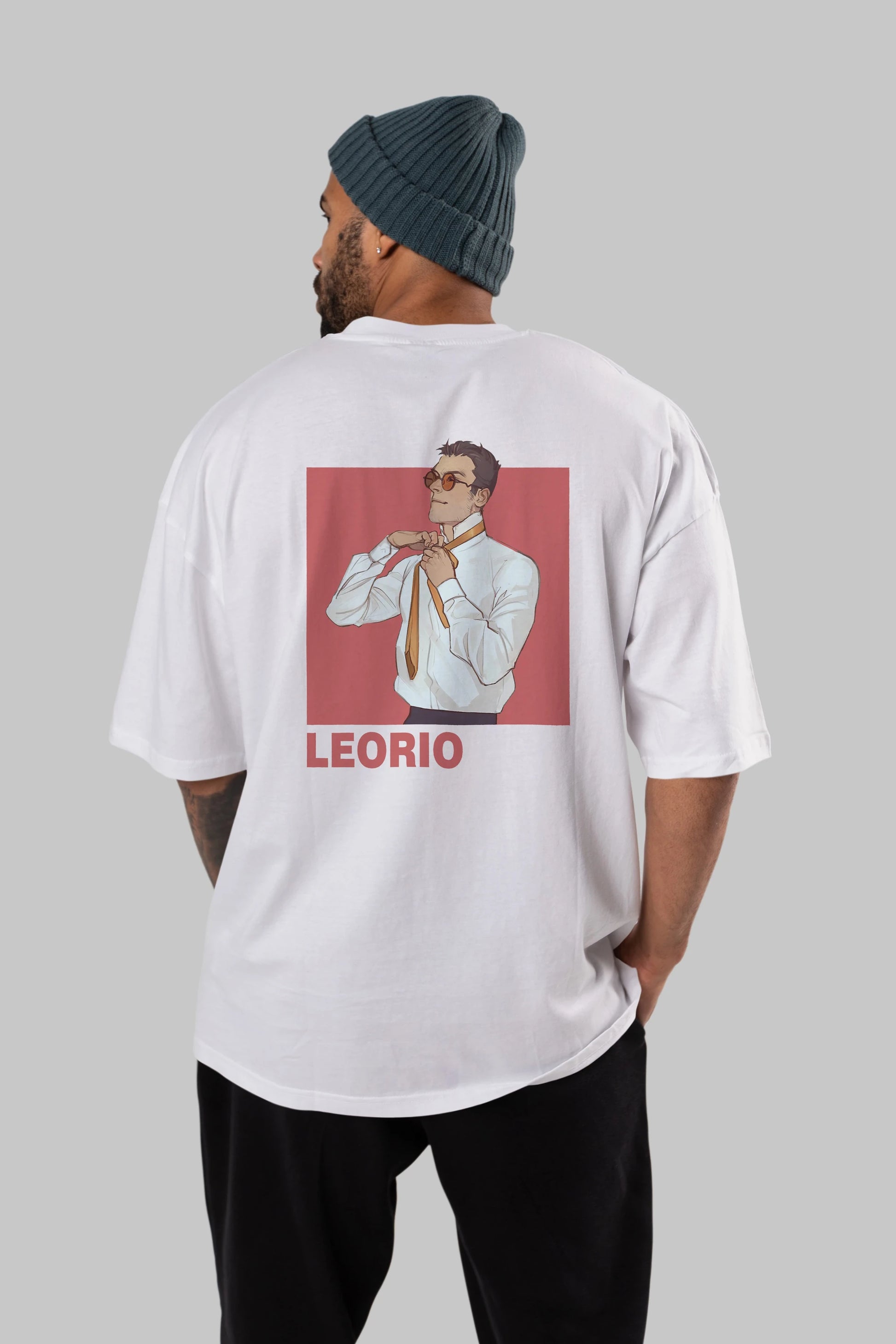 Leorio Paladiknight 5 Anime Arka Baskılı Oversize t-shirt Erkek Kadın Unisex