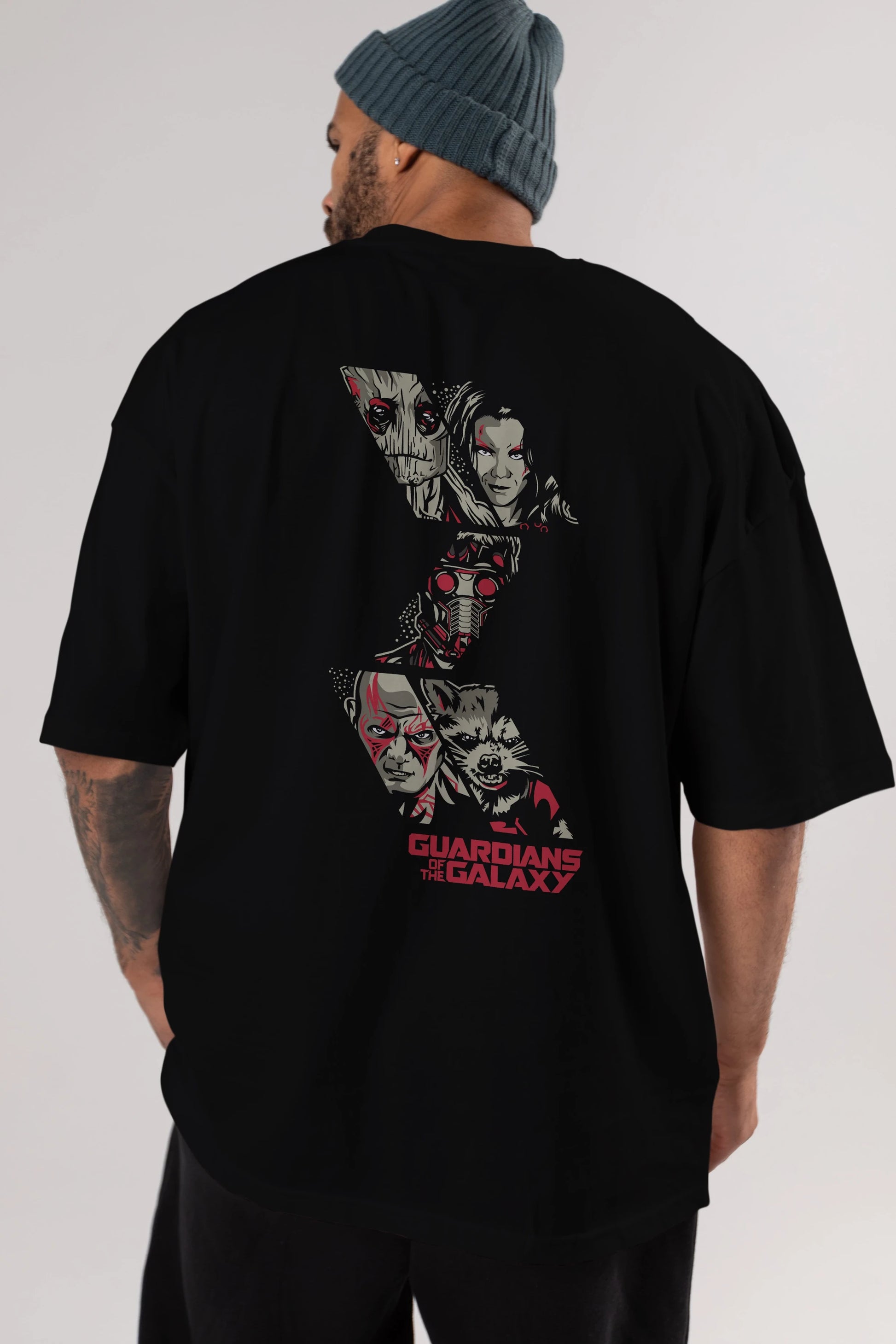 Guardians of The Galaxy (2) Arka Baskılı Oversize t-shirt Erkek Kadın Unisex %100 Pamuk Bisiklet Yaka tişort