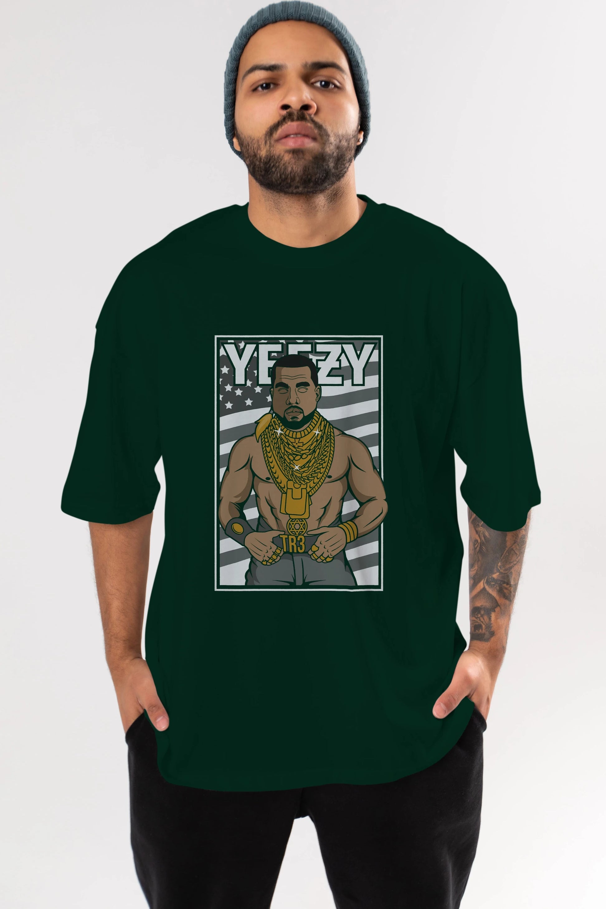 Mr.T Ön Baskılı Oversize t-shirt Erkek Kadın Unisex %100 Pamuk tişort