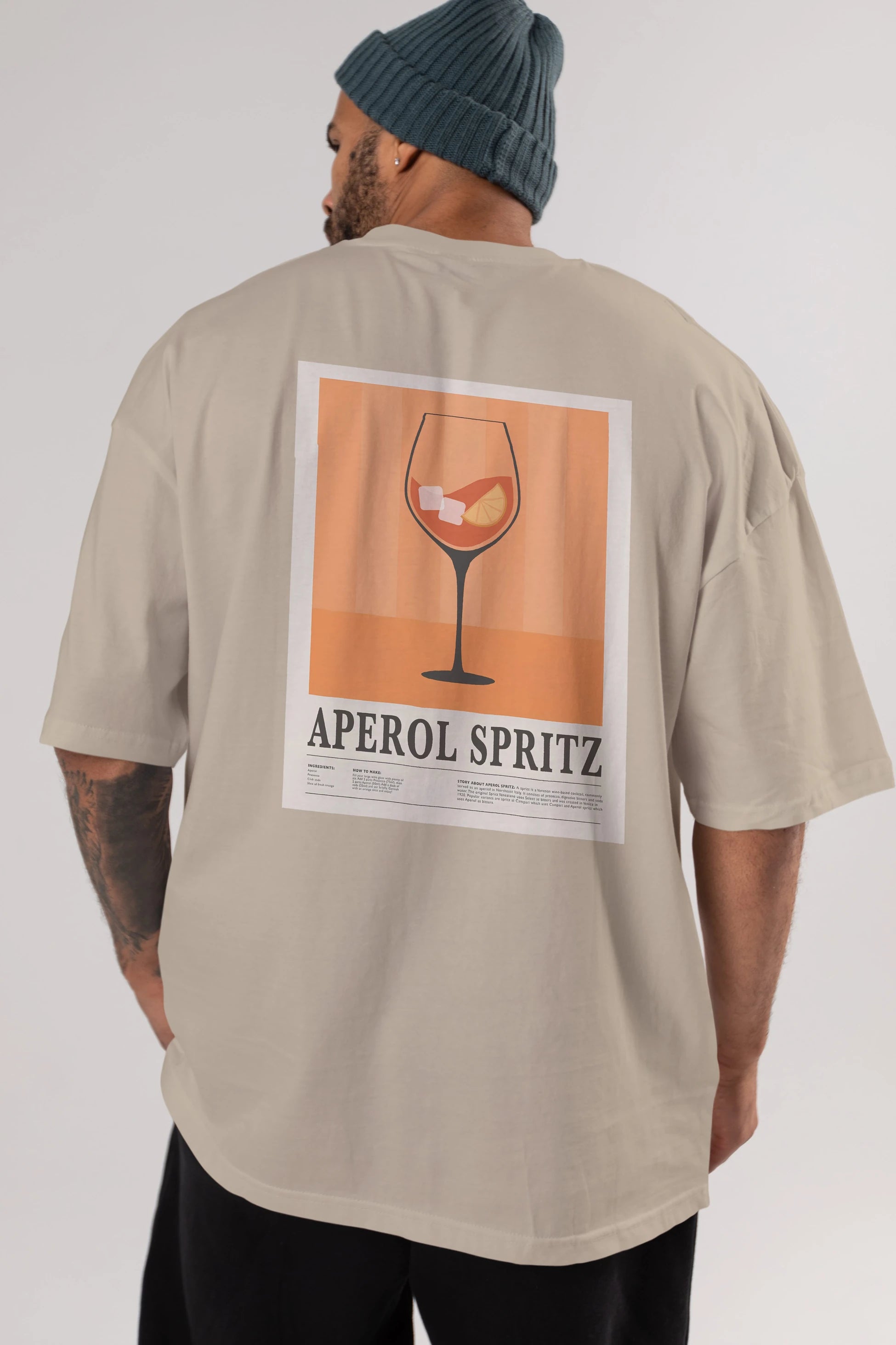 Aperol Spritz 8 Arka Baskılı Oversize t-shirt Erkek Kadın Unisex %100 Pamuk Bisiklet Yaka tişort