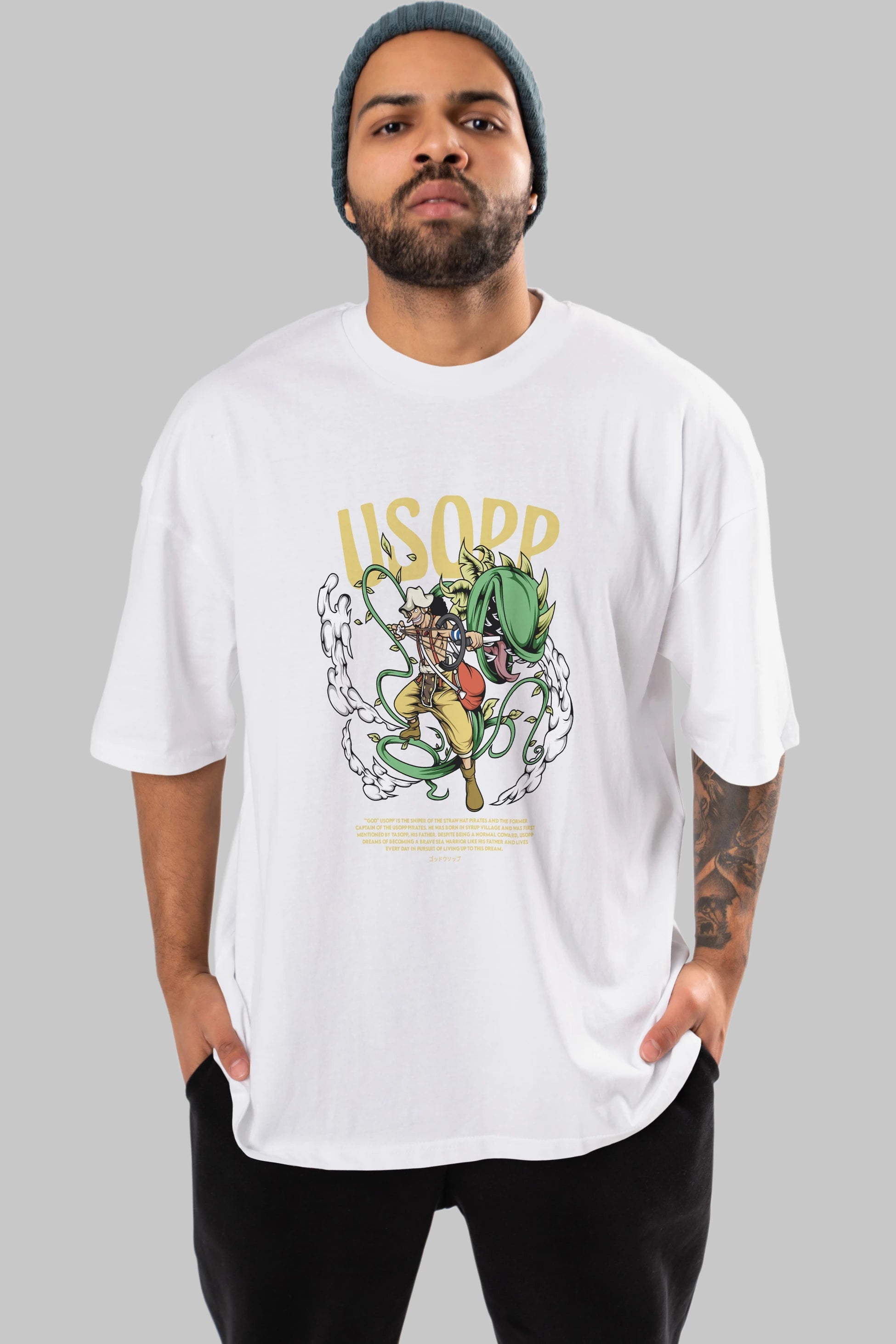 Usopp Anime Ön Baskılı Oversize t-shirt %100 pamuk Erkek Kadın Unisex