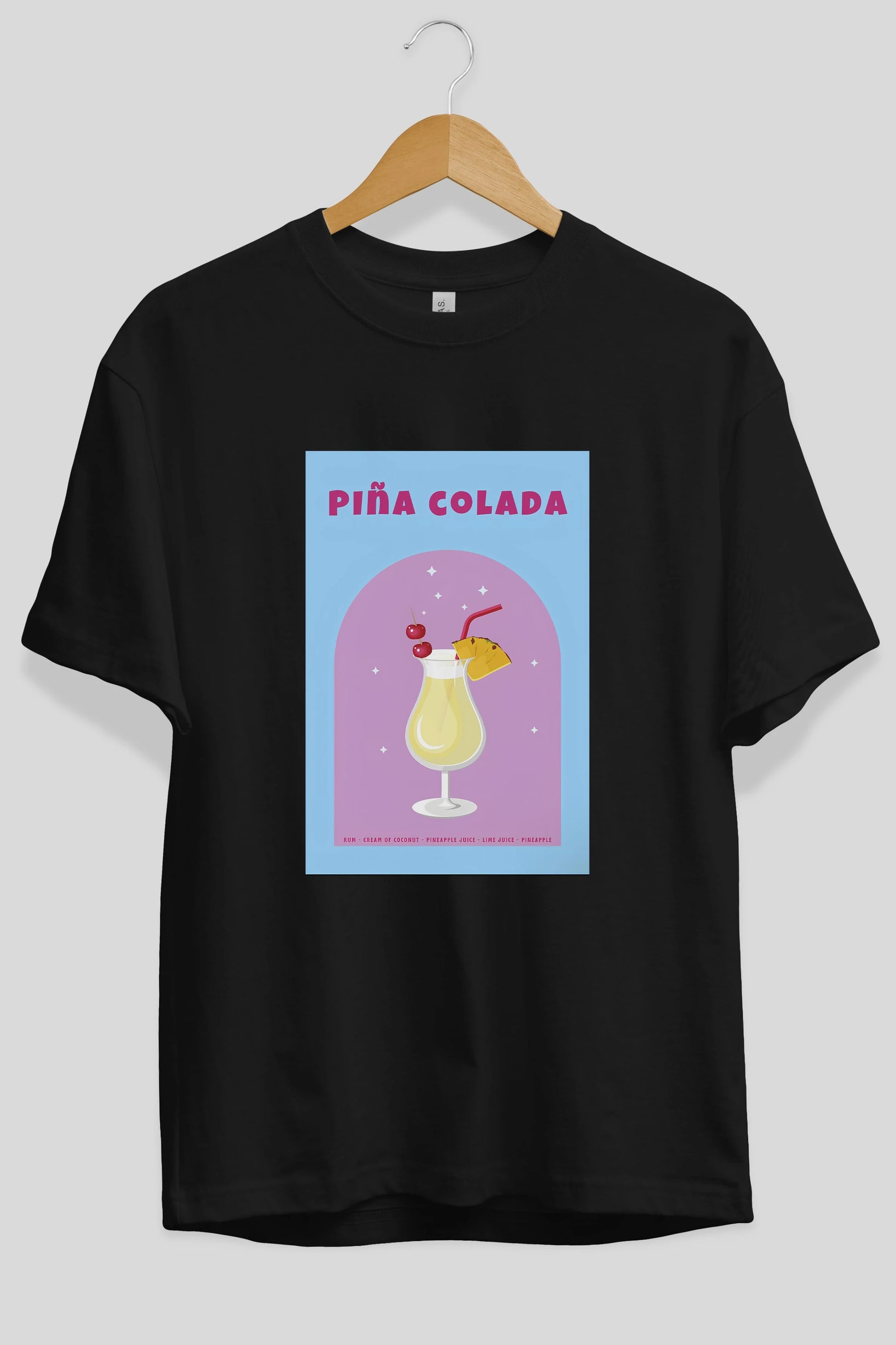 Pina Colada 2 Ön Baskılı Oversize t-shirt Erkek Kadın Unisex %100 Pamuk Bisiklet Yaka tişort