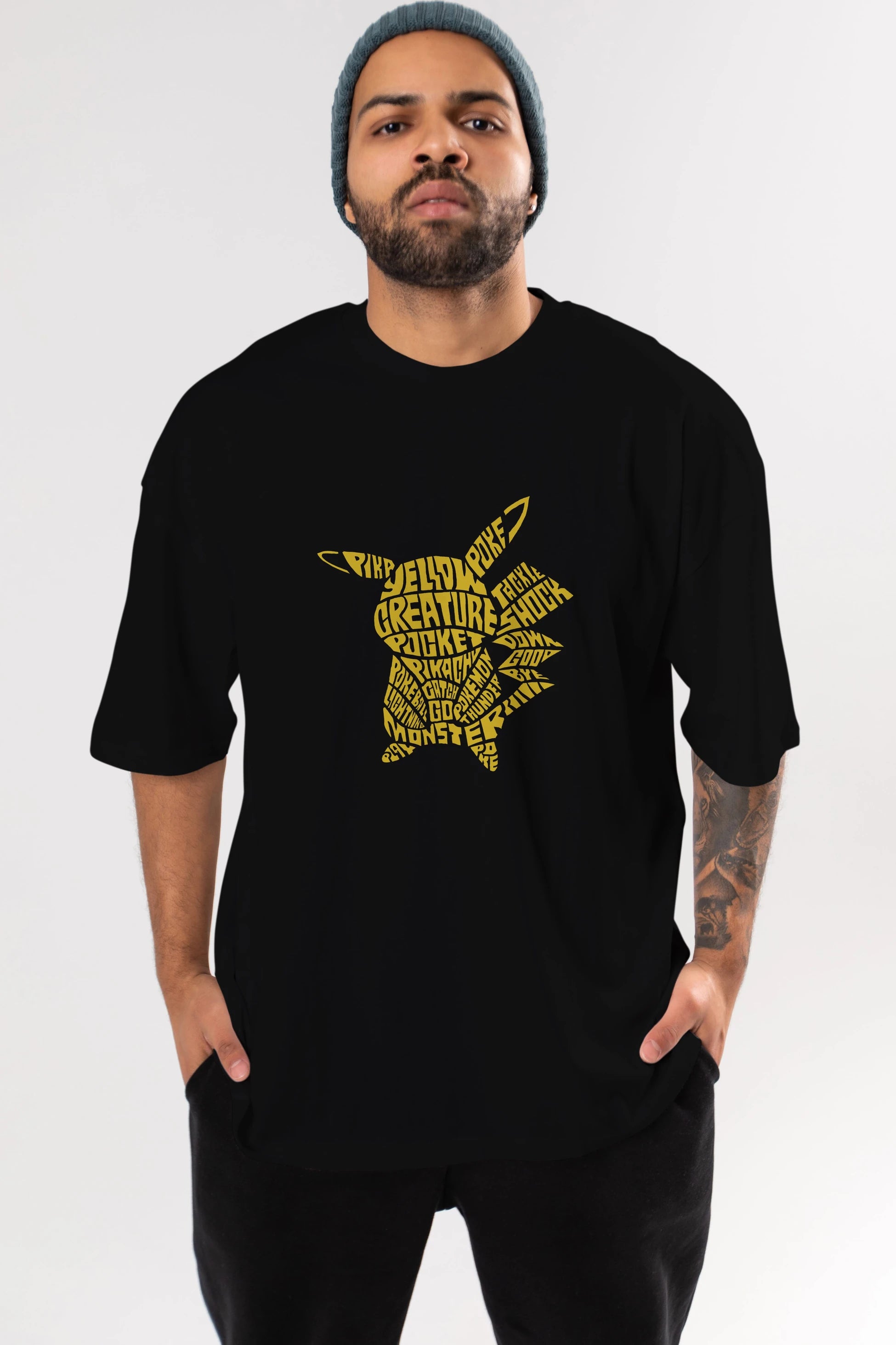 Pocket Monster Ön Baskılı Oversize t-shirt %100 pamuk Erkek Kadın Unisex