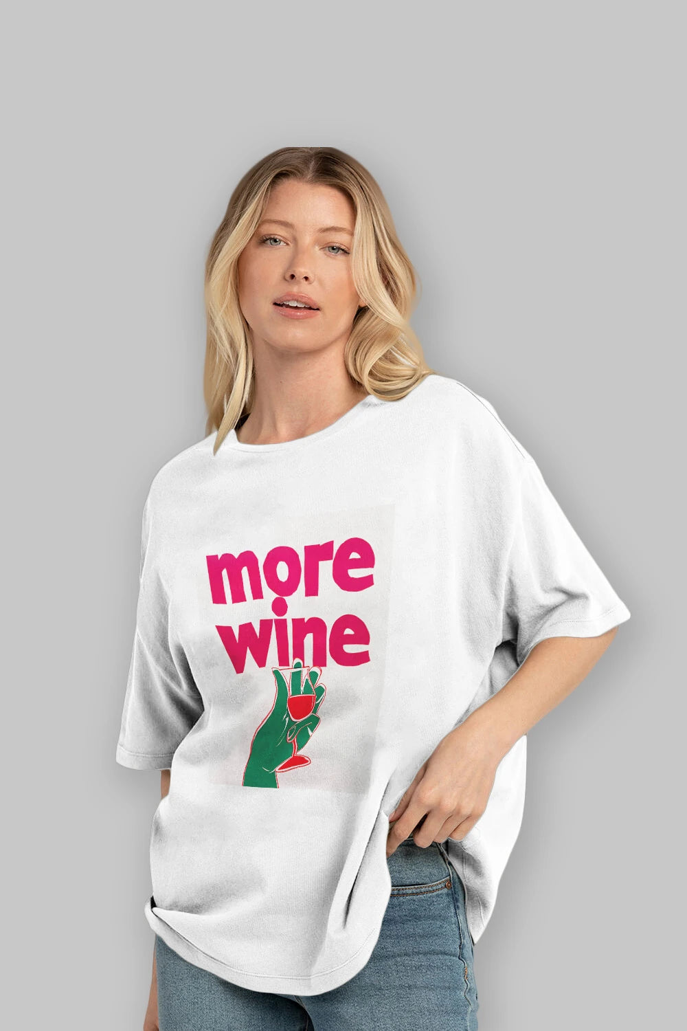 More Wine 3 Ön Baskılı Oversize t-shirt Erkek Kadın Unisex %100 Pamuk Bisiklet Yaka tişort