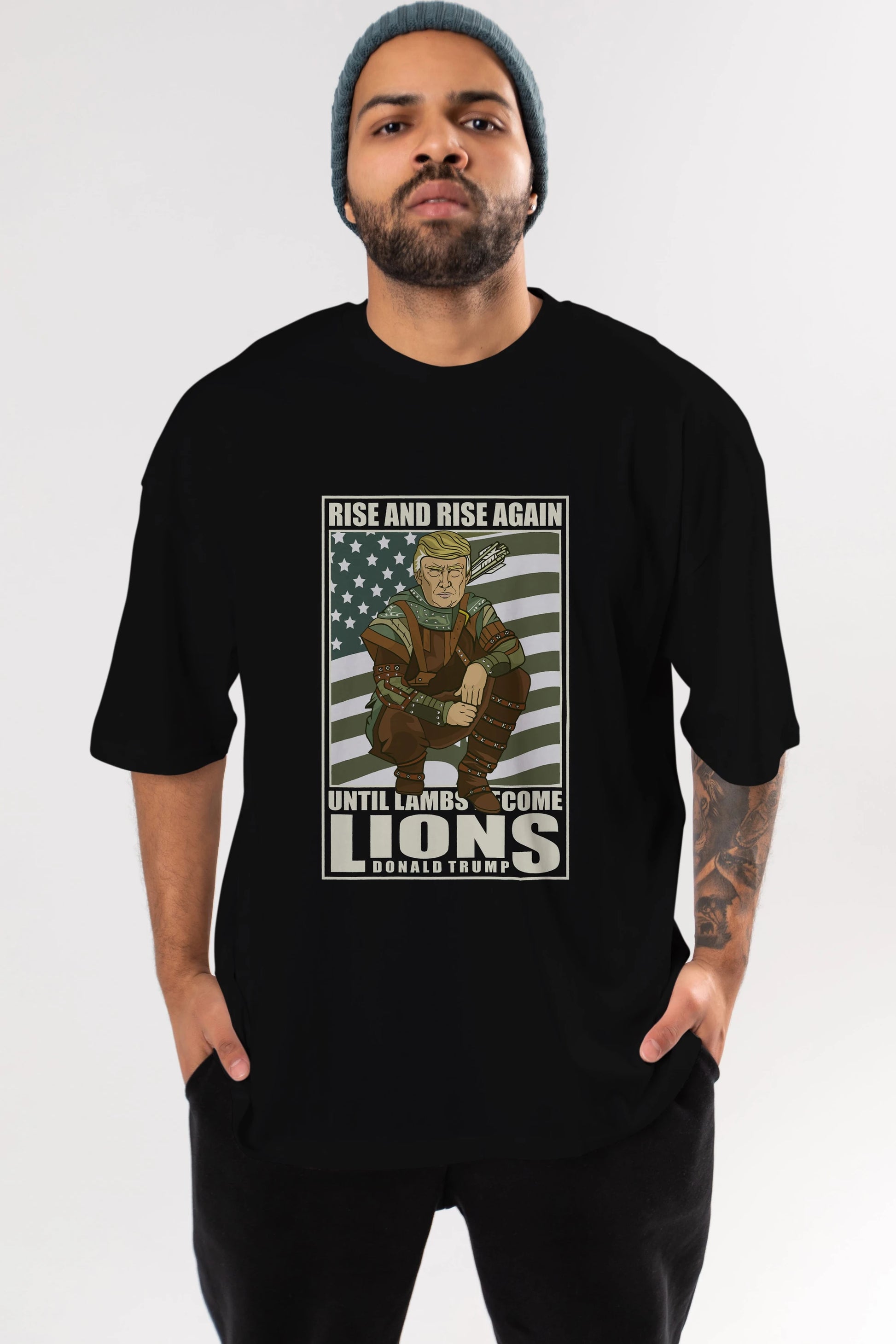 Robin Hood Trump Ön Baskılı Oversize t-shirt Erkek Kadın Unisex %100 Pamuk tişort