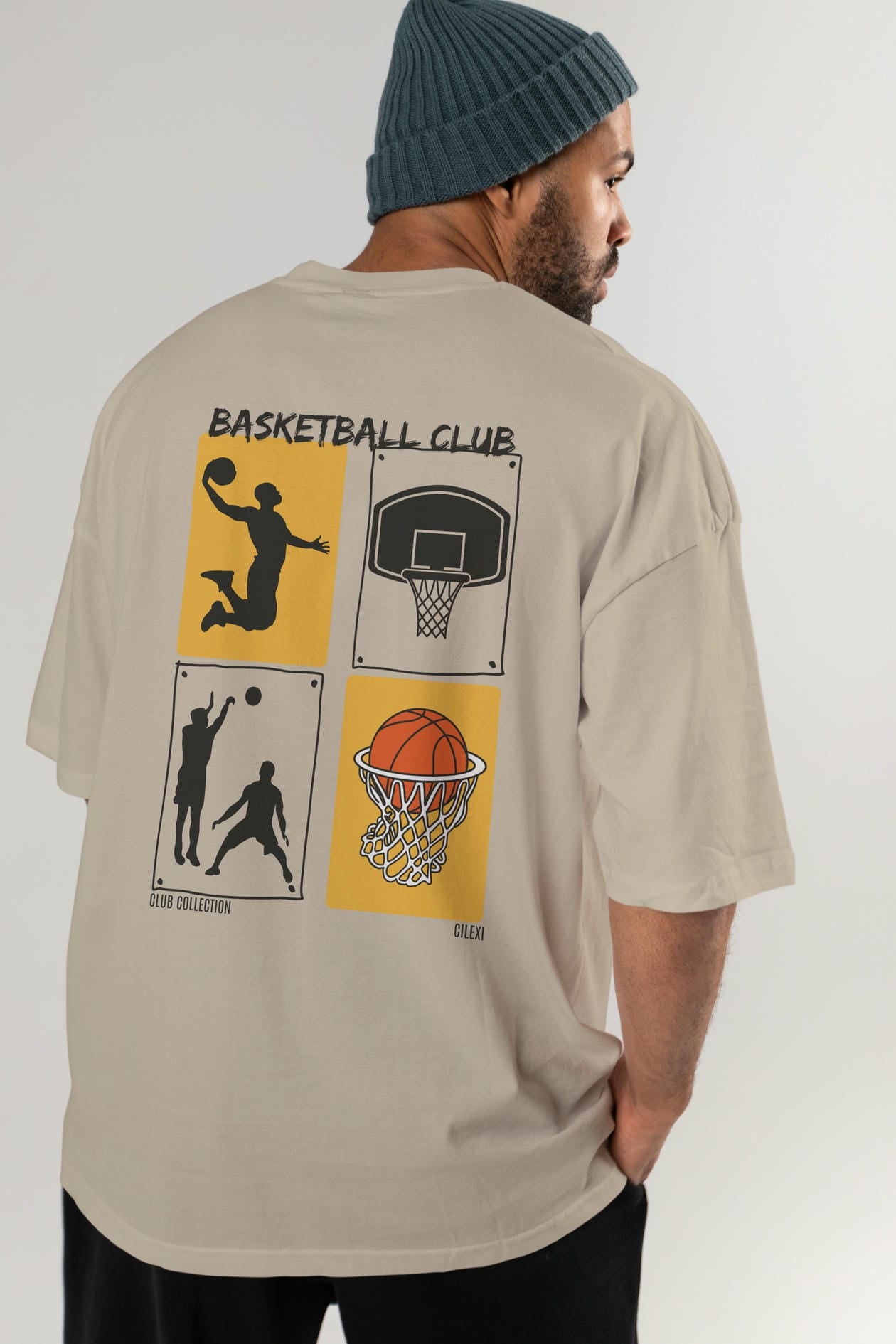 Basketball Club Arka Baskılı Oversize t-shirt Erkek Kadın %100 Pamuk Bisiklet Yaka tişort