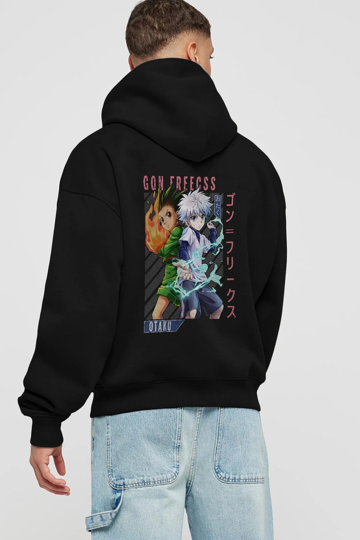Gon Freecss HUNTER X HUNTER 1 Anime Arka Baskılı Hoodie Oversize Kapüşonlu Sweatshirt Erkek Kadın Unisex